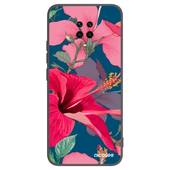 Picasee husă neagră din silicon pentru Xiaomi Redmi Note 9S - Hibiscus