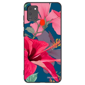 Picasee husă neagră din silicon pentru Samsung Galaxy A21s - Hibiscus