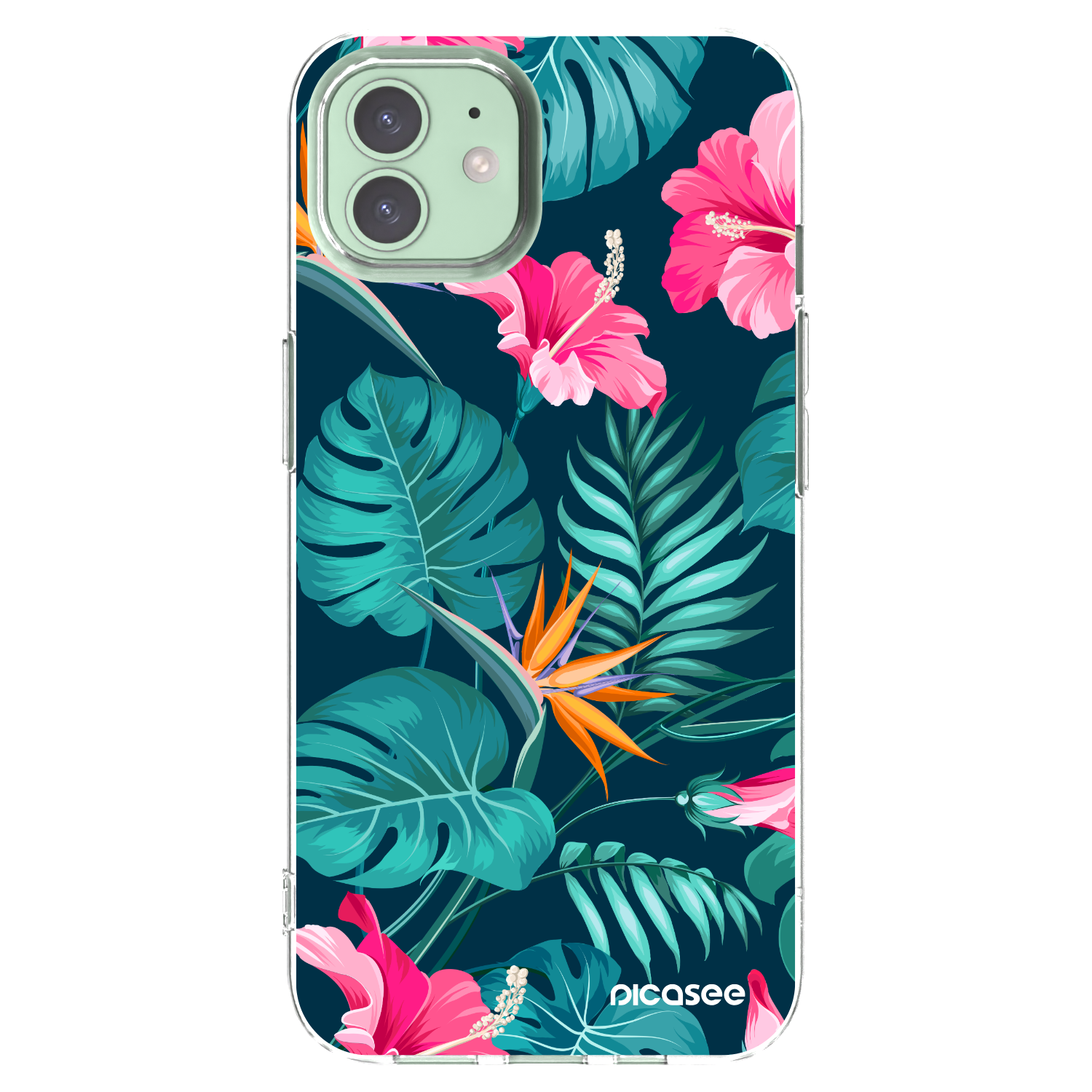 Picasee husă transparentă din silicon pentru Apple iPhone 12 Pro - Pink Monstera