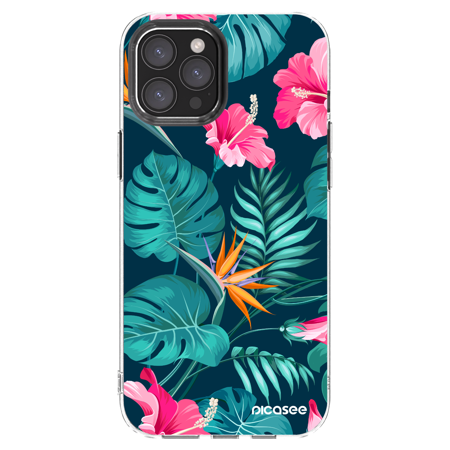 Picasee husă transparentă din silicon pentru Apple iPhone 12 Pro Max - Pink Monstera