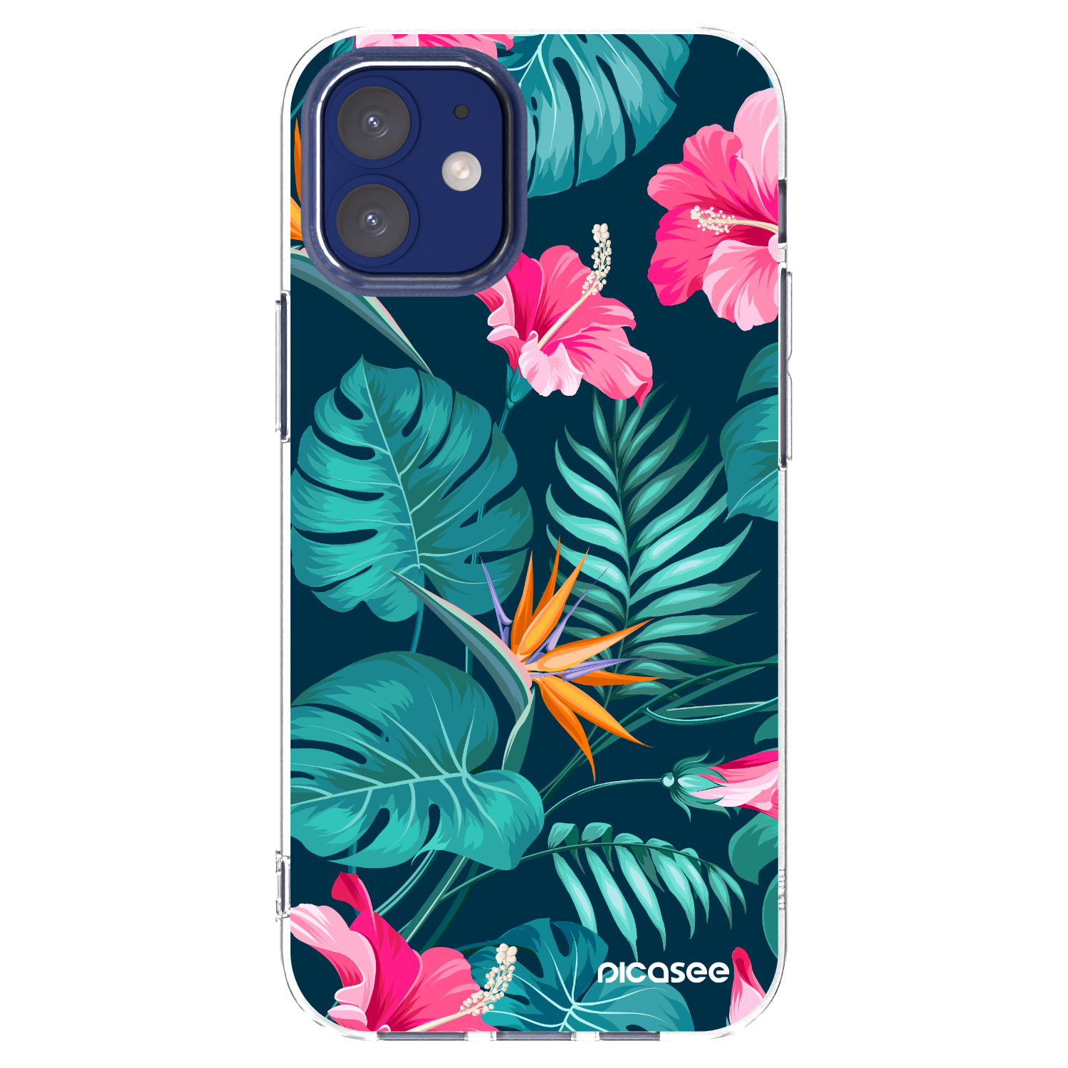 Picasee husă transparentă din silicon pentru Apple iPhone 12 mini - Pink Monstera