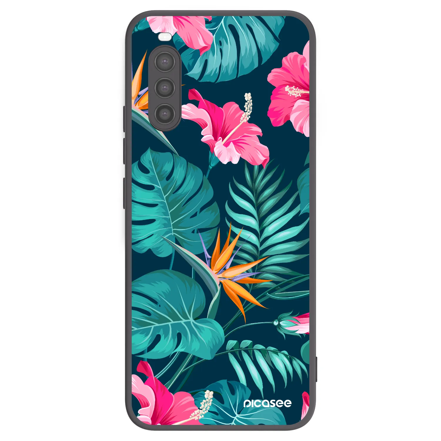 Picasee husă neagră din silicon pentru Sony Xperia 10 II - Pink Monstera