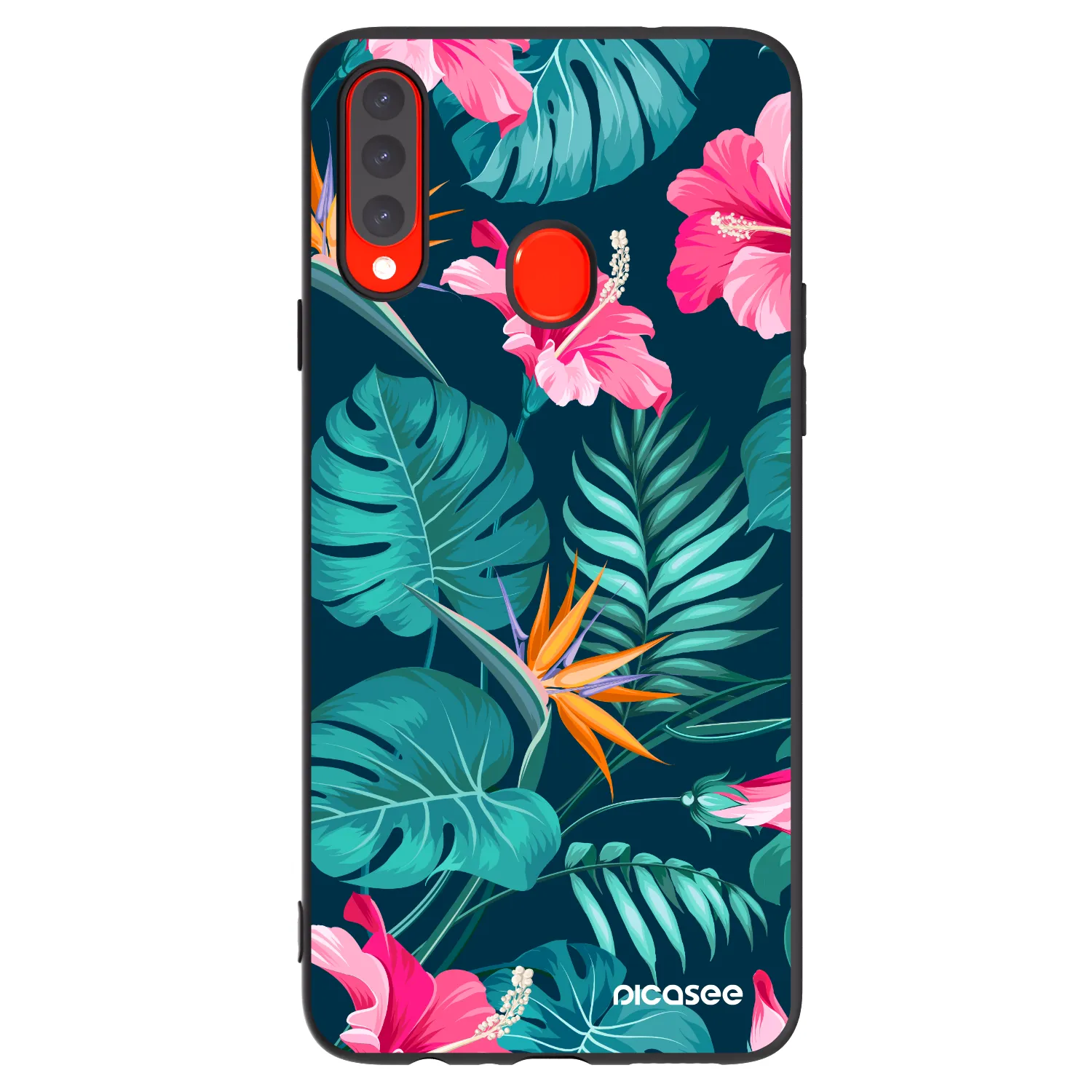 Picasee husă neagră din silicon pentru Samsung Galaxy A20s - Pink Monstera