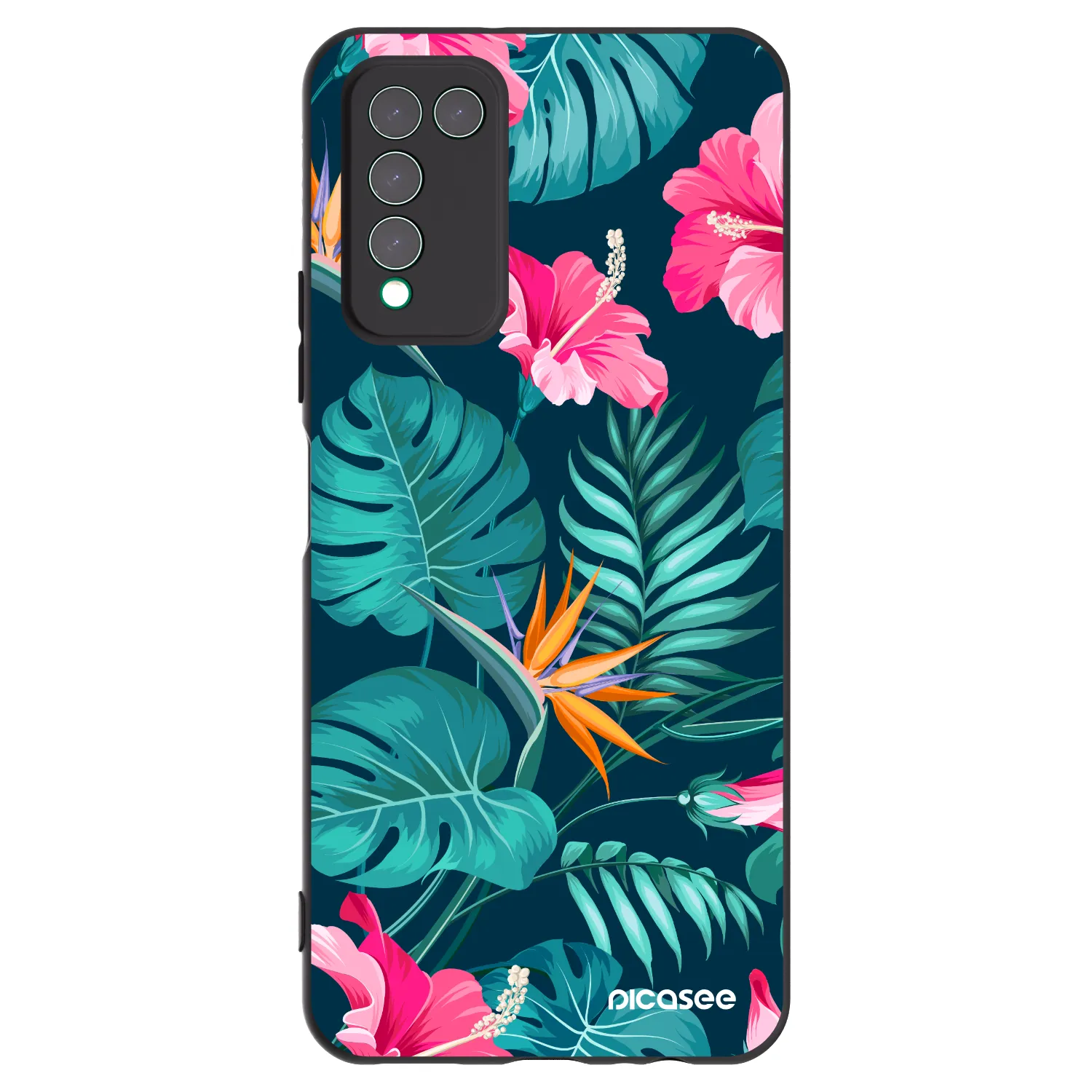 Picasee husă neagră din silicon pentru Honor 10X Lite - Pink Monstera