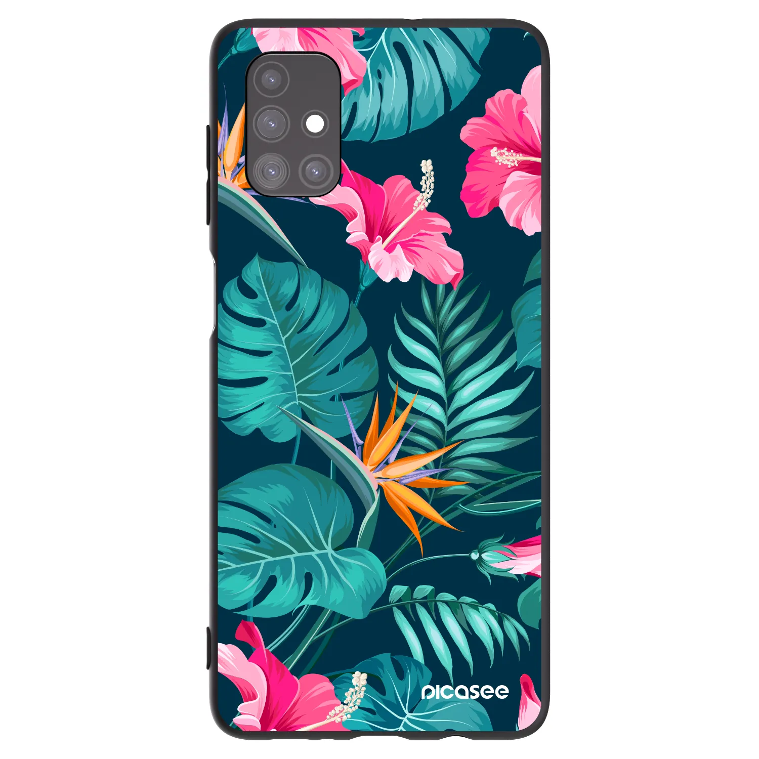 Picasee husă neagră din silicon pentru Samsung Galaxy M51 M515F - Pink Monstera