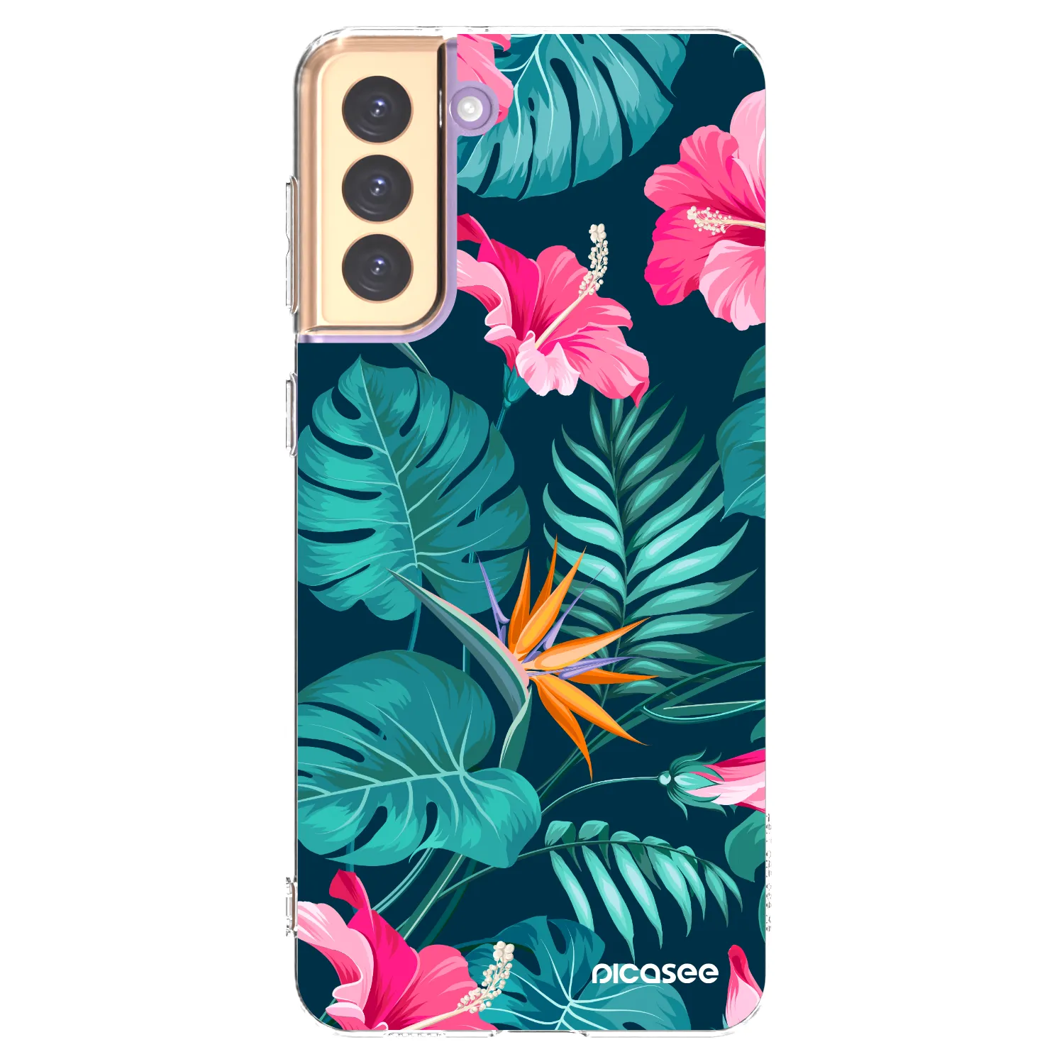 Picasee husă transparentă din silicon pentru Samsung Galaxy S21+ 5G G996F - Pink Monstera