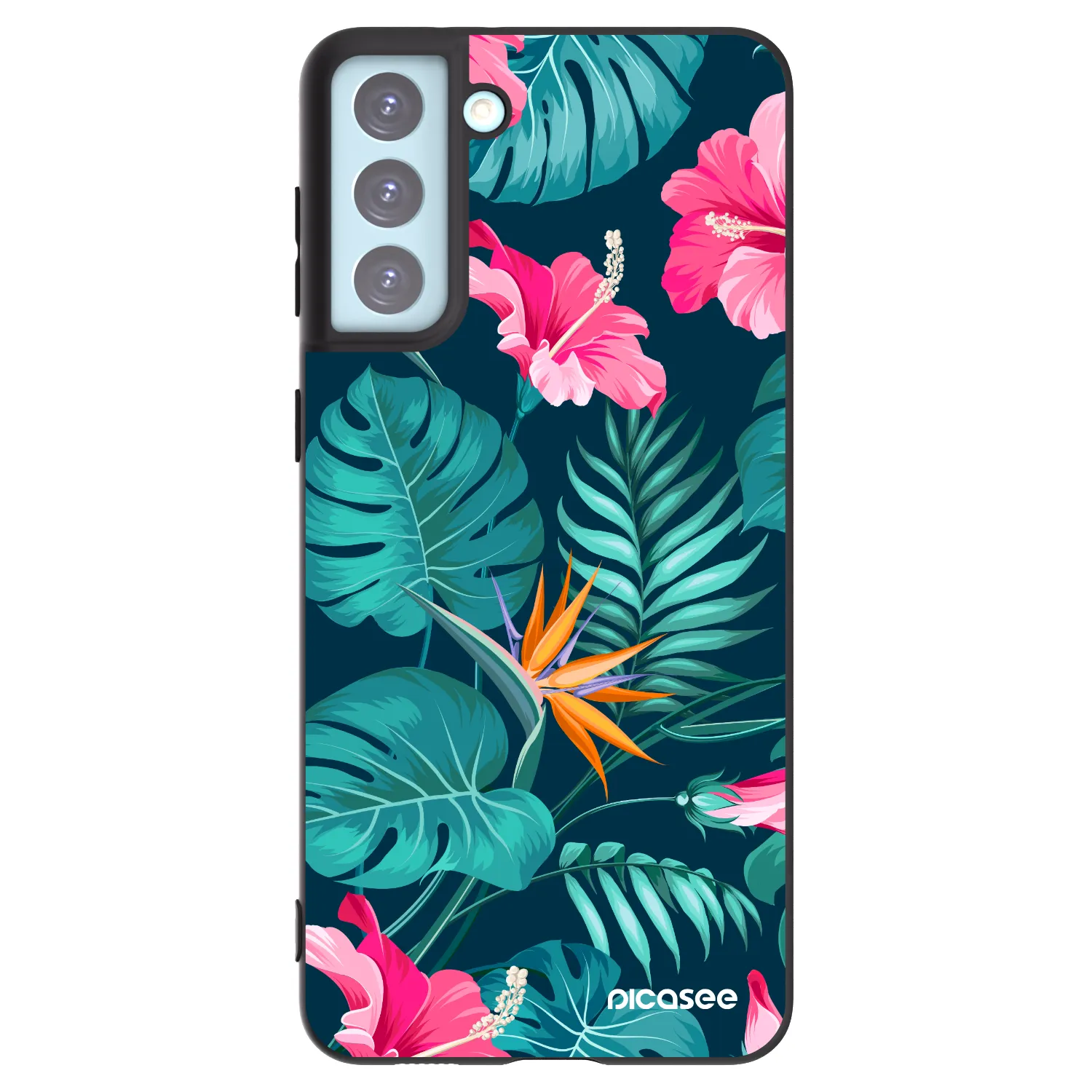 Picasee husă neagră din silicon pentru Samsung Galaxy S21+ 5G G996F - Pink Monstera