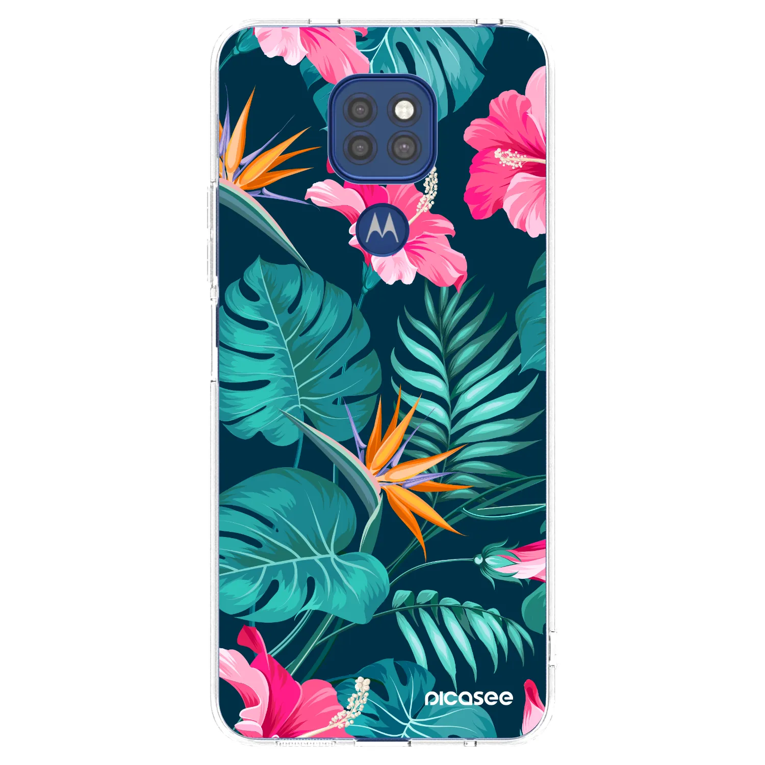 Picasee husă transparentă din silicon pentru Motorola Moto G9 Play - Pink Monstera