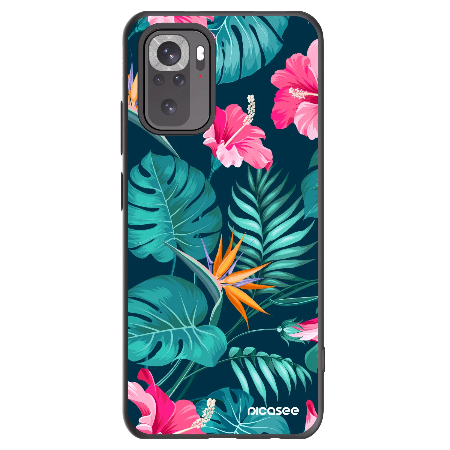 Picasee husă neagră din silicon pentru Xiaomi Redmi Note 10 - Pink Monstera