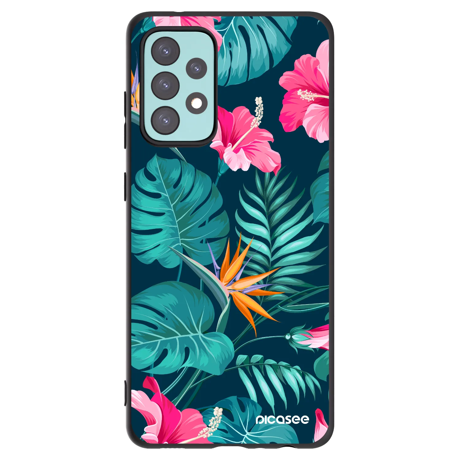 Picasee husă neagră din silicon pentru Samsung Galaxy A72 A725F - Pink Monstera