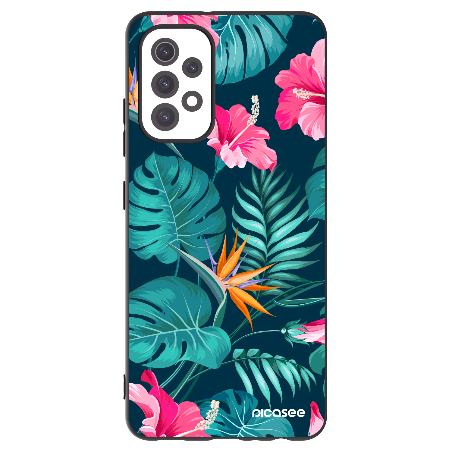 Picasee husă neagră din silicon pentru Samsung Galaxy A32 5G A326B - Pink Monstera