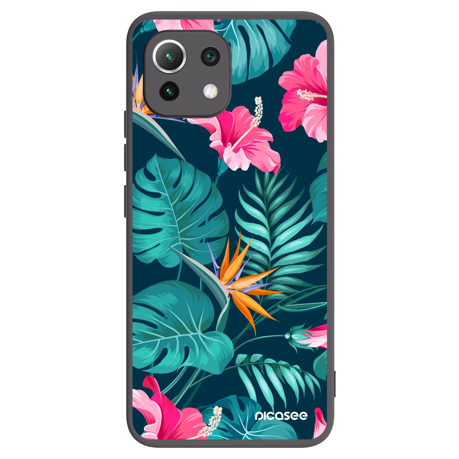 Picasee husă neagră din silicon pentru Xiaomi Mi 11 Lite - Pink Monstera