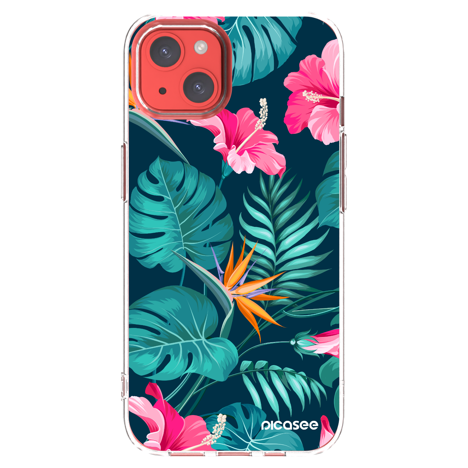 Picasee husă transparentă din silicon pentru Apple iPhone 13 - Pink Monstera