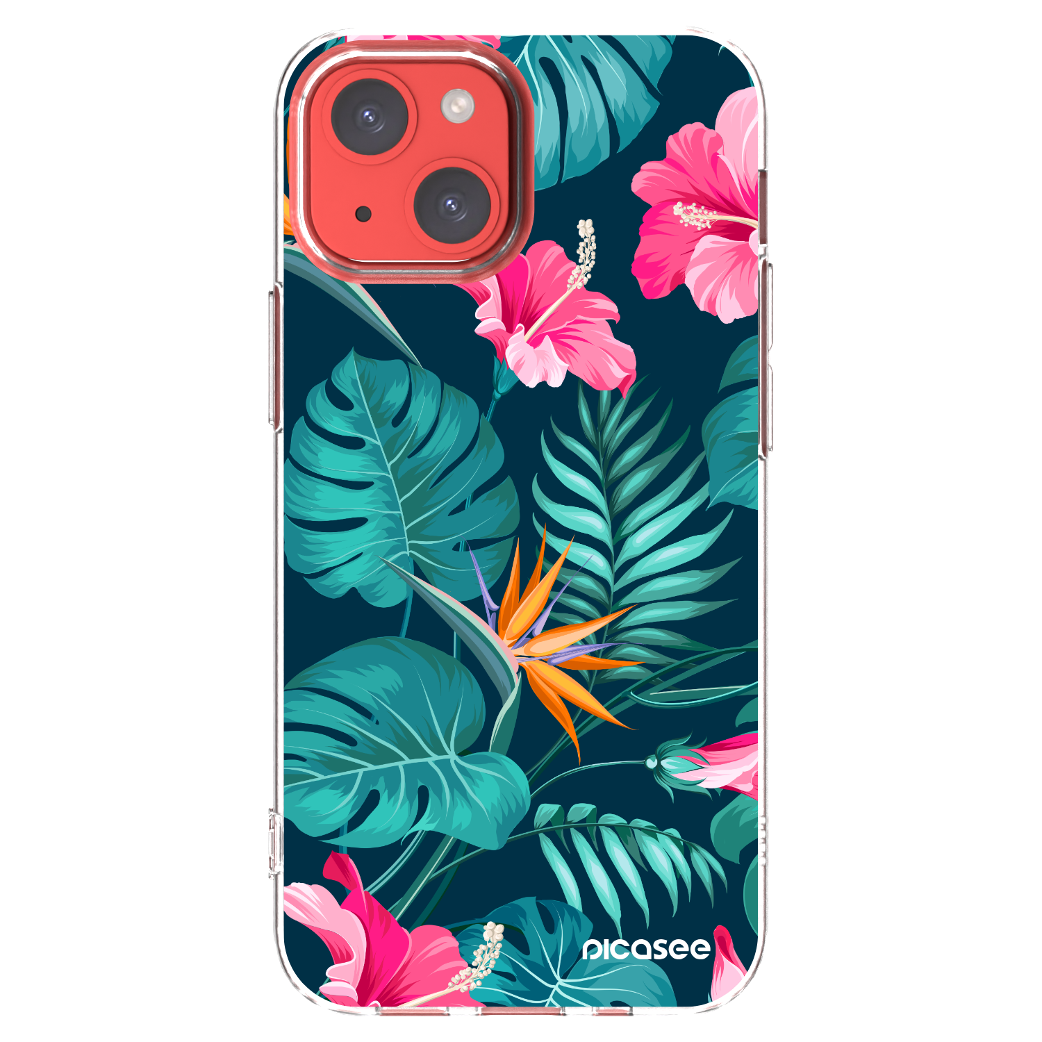 Picasee husă transparentă din silicon pentru Apple iPhone 13 mini - Pink Monstera