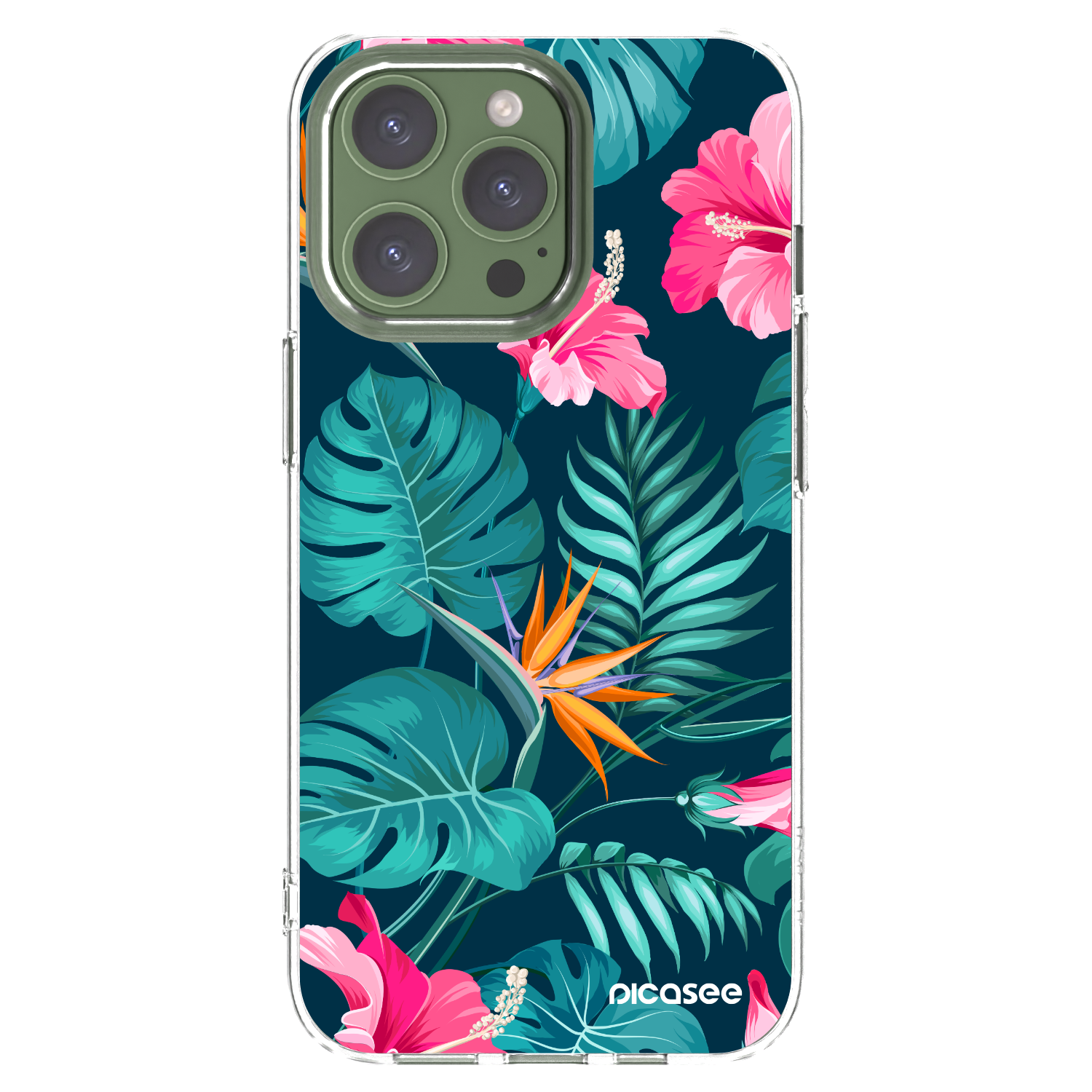 Picasee husă transparentă din silicon pentru Apple iPhone 13 Pro - Pink Monstera