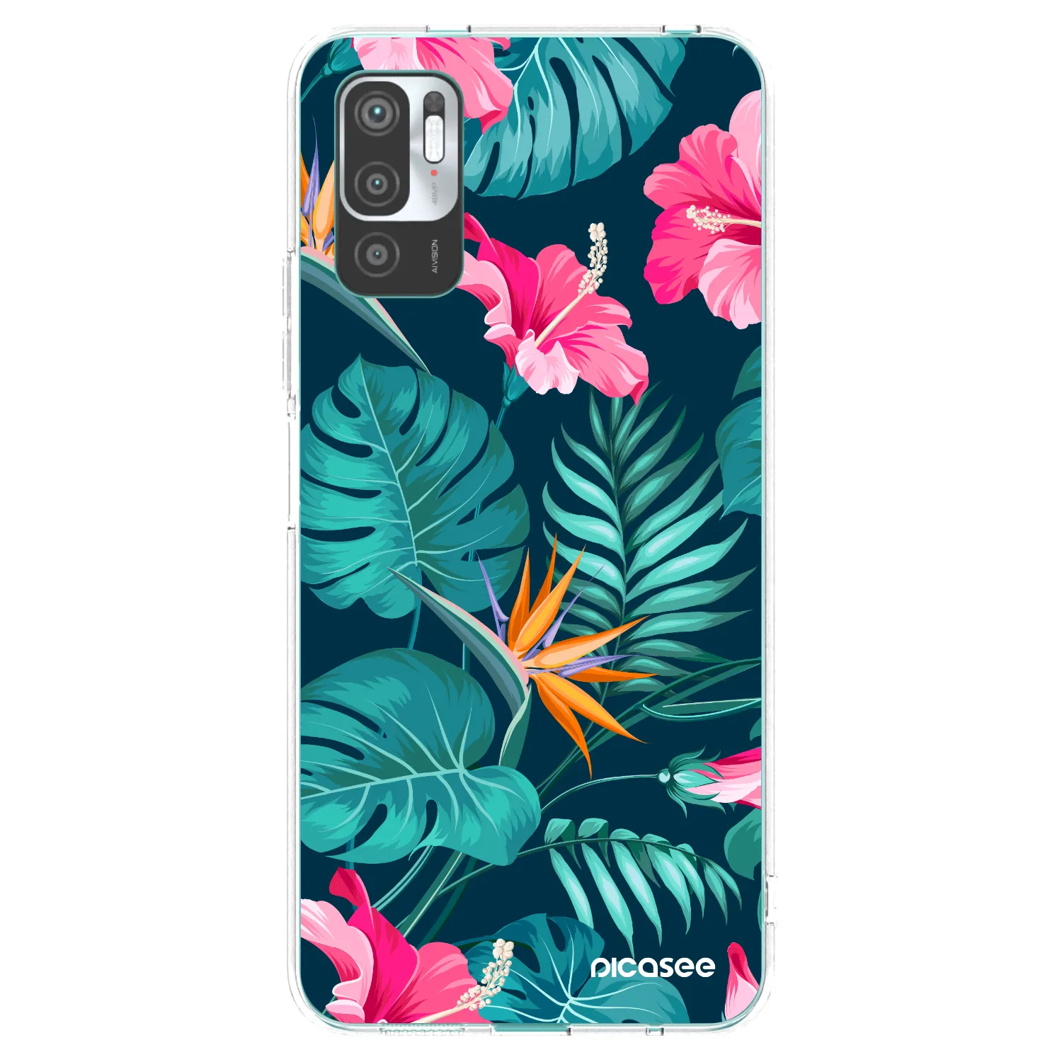 Picasee husă transparentă din silicon pentru Xiaomi Redmi Note 10 5G - Pink Monstera