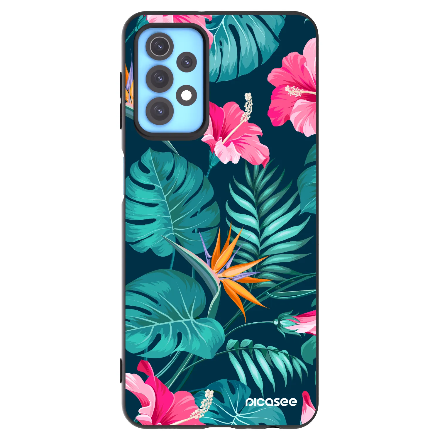 Picasee husă neagră din silicon pentru Samsung Galaxy A32 4G SM-A325F - Pink Monstera