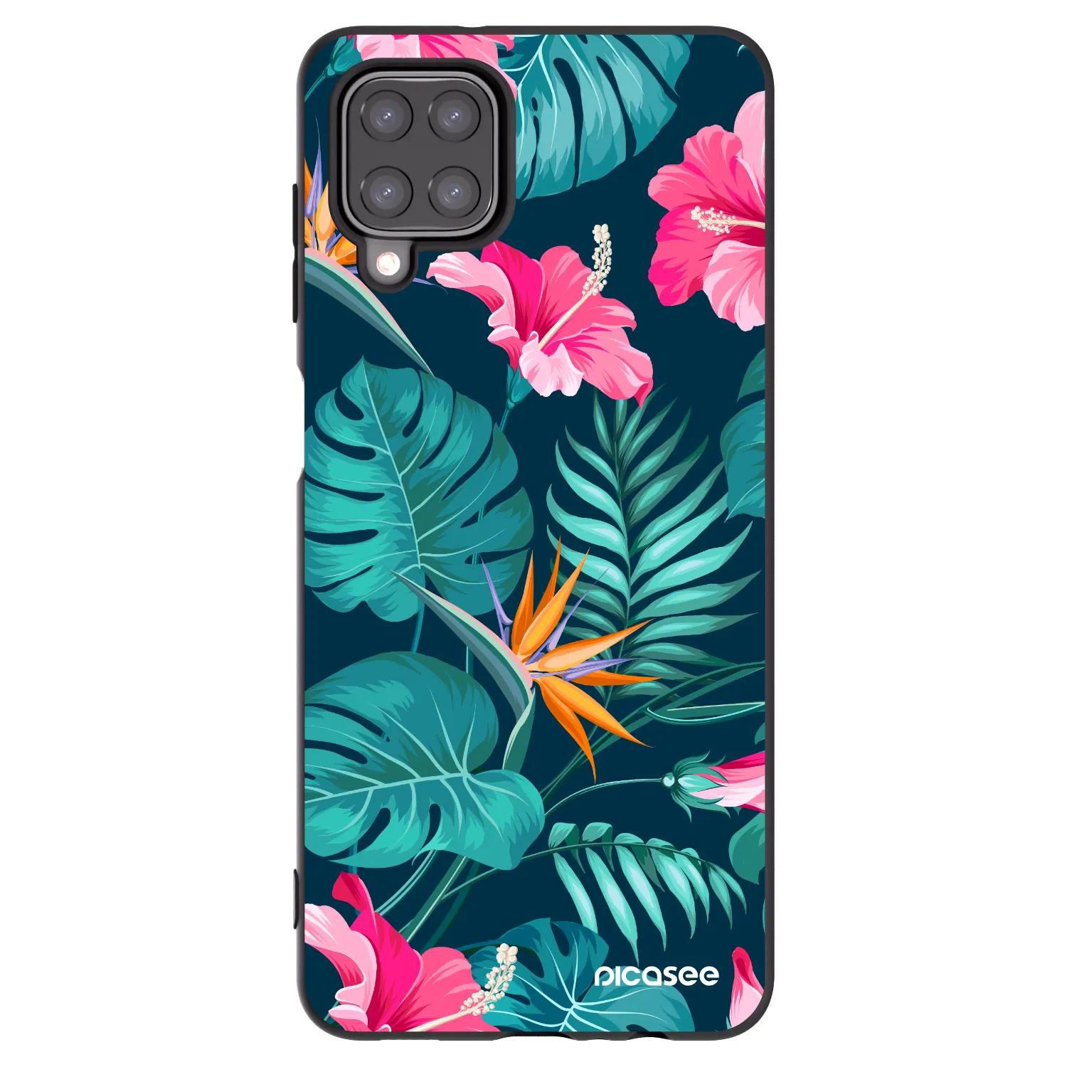 Picasee husă neagră din silicon pentru Samsung Galaxy M12 M127F - Pink Monstera