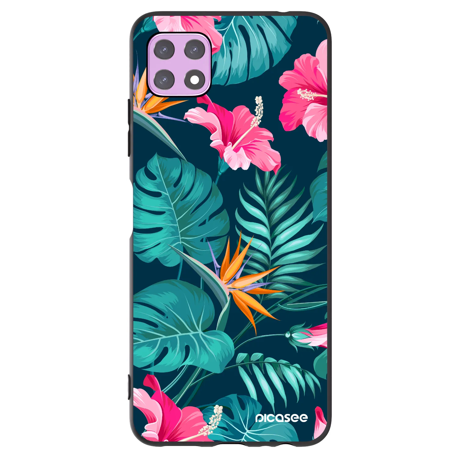 Picasee husă neagră din silicon pentru Samsung Galaxy A22 A226B 5G - Pink Monstera