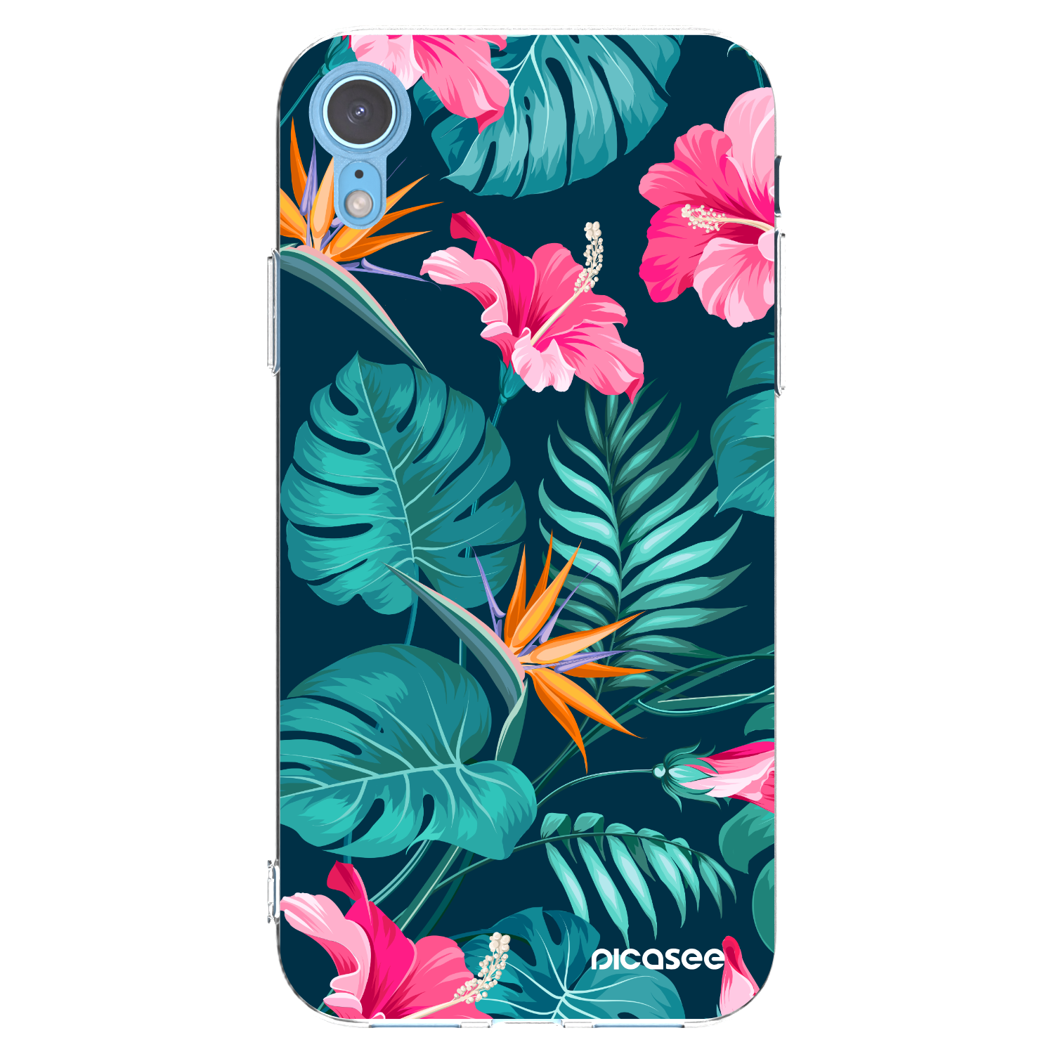 Picasee husă transparentă din silicon pentru Apple iPhone XR - Pink Monstera