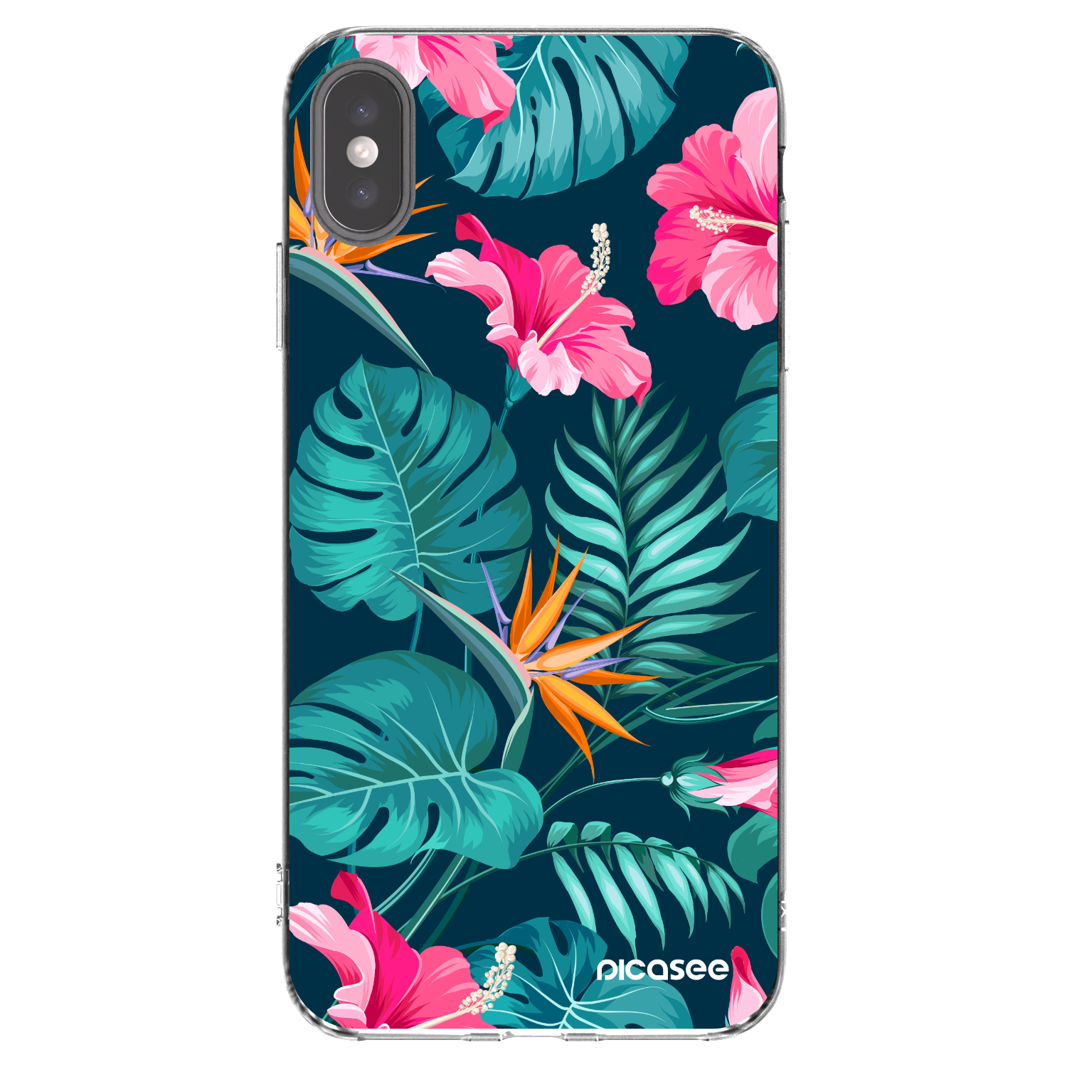 Picasee husă transparentă din silicon pentru Apple iPhone XS Max - Pink Monstera
