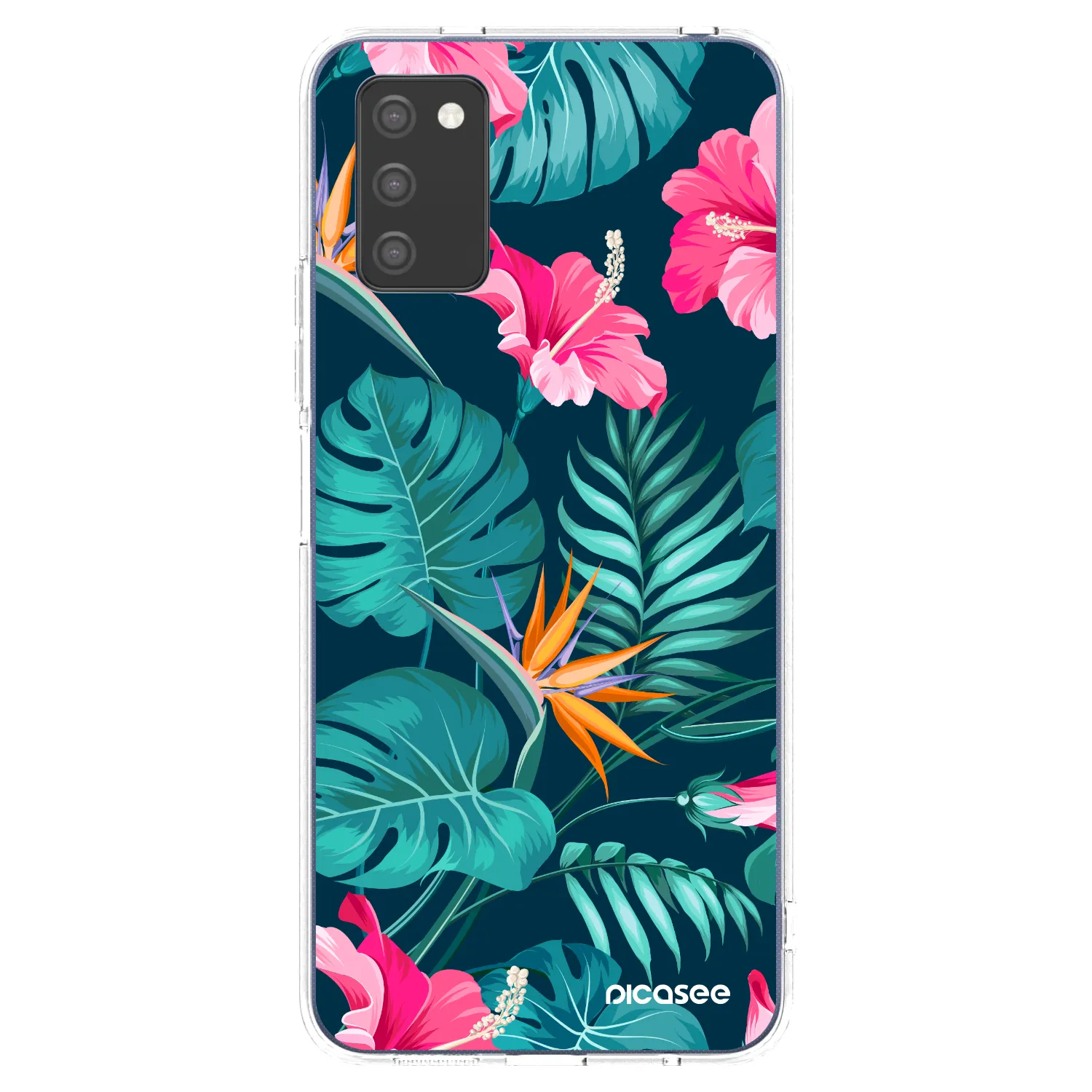Picasee husă transparentă din silicon pentru Samsung Galaxy A03s A037G - Pink Monstera