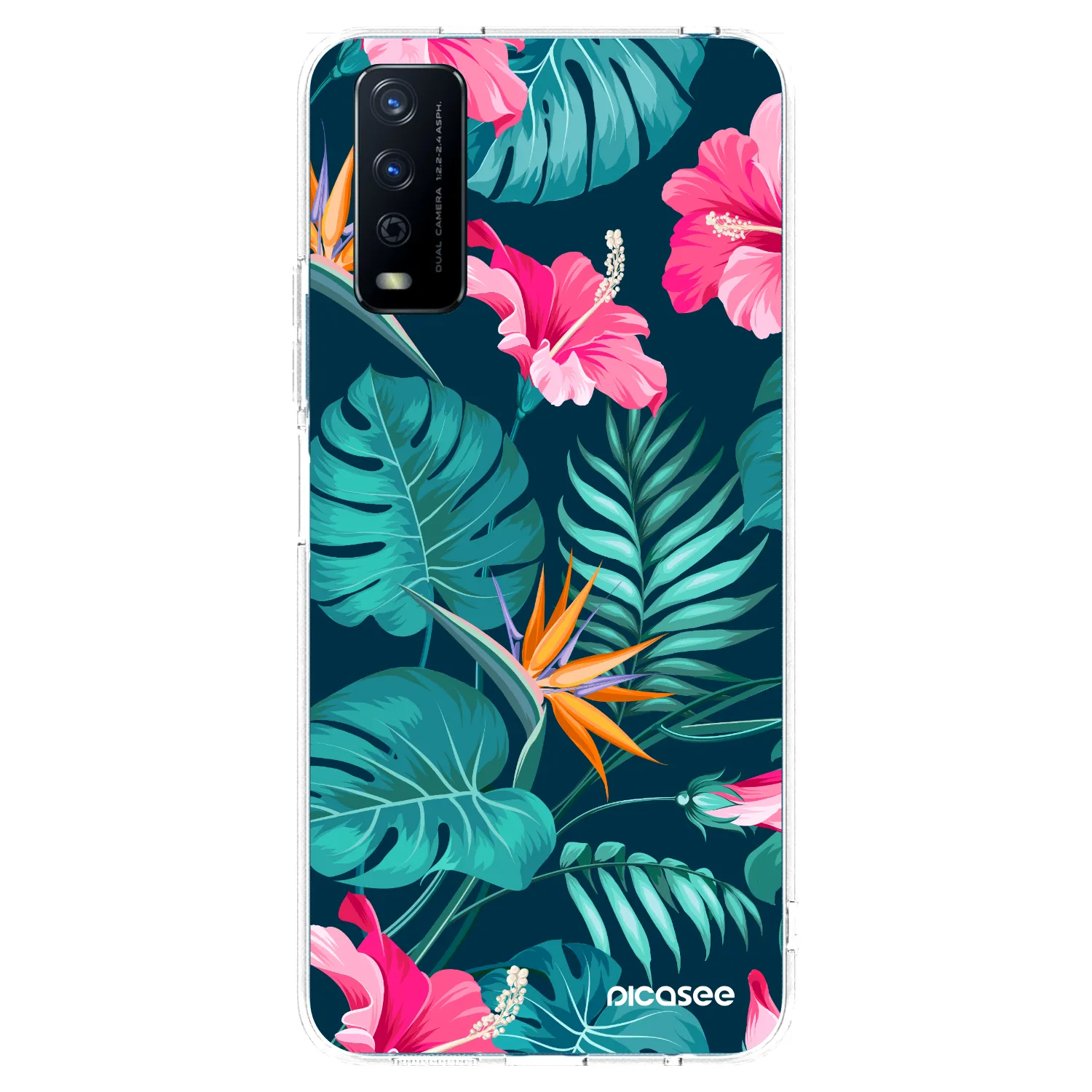 Picasee husă transparentă din silicon pentru Vivo Y11s - Pink Monstera