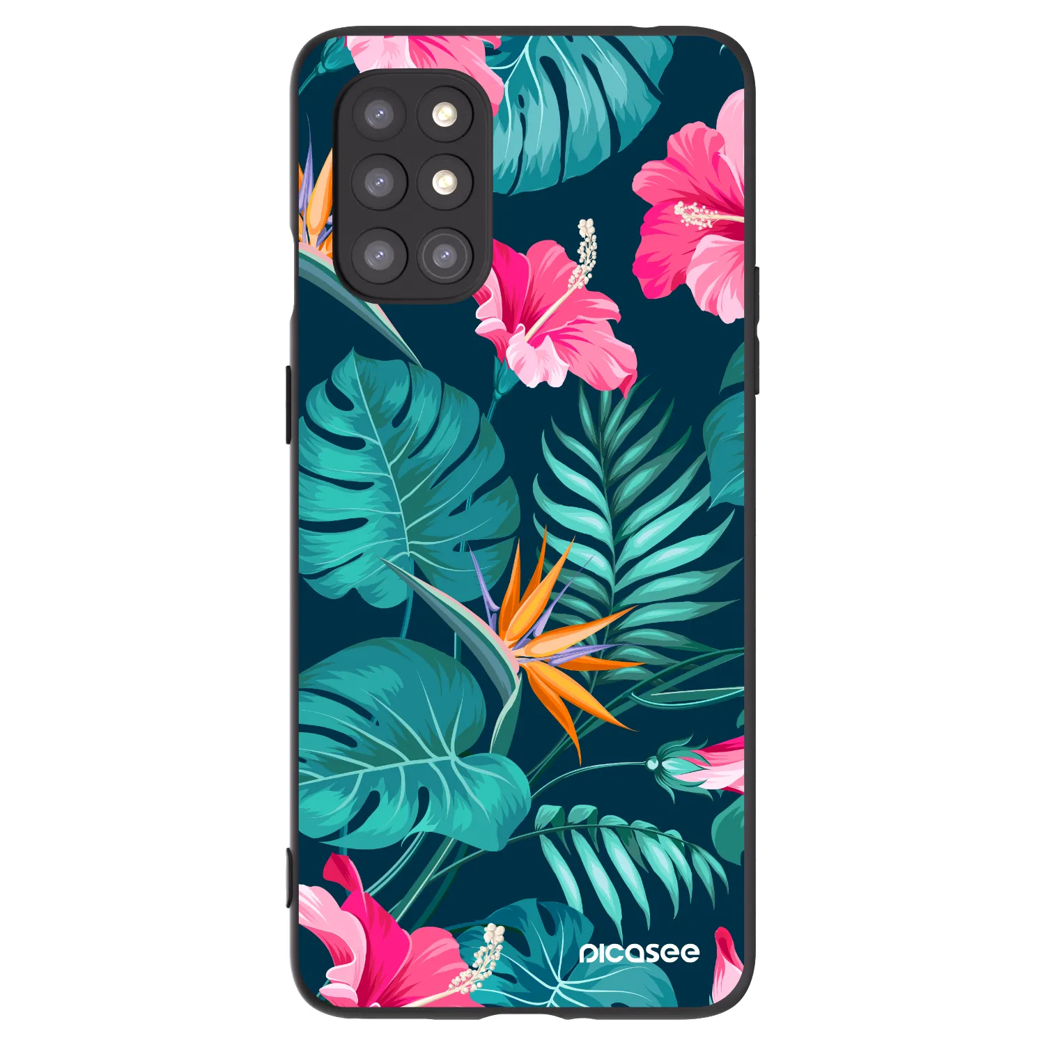 Picasee husă neagră din silicon pentru OnePlus 8T - Pink Monstera