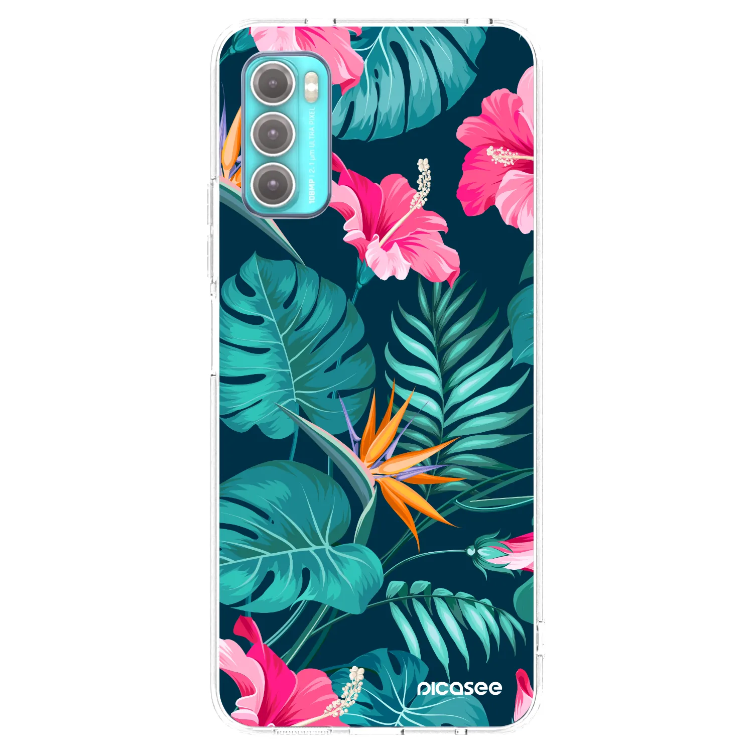 Picasee husă transparentă din silicon pentru Motorola Moto G60 - Pink Monstera