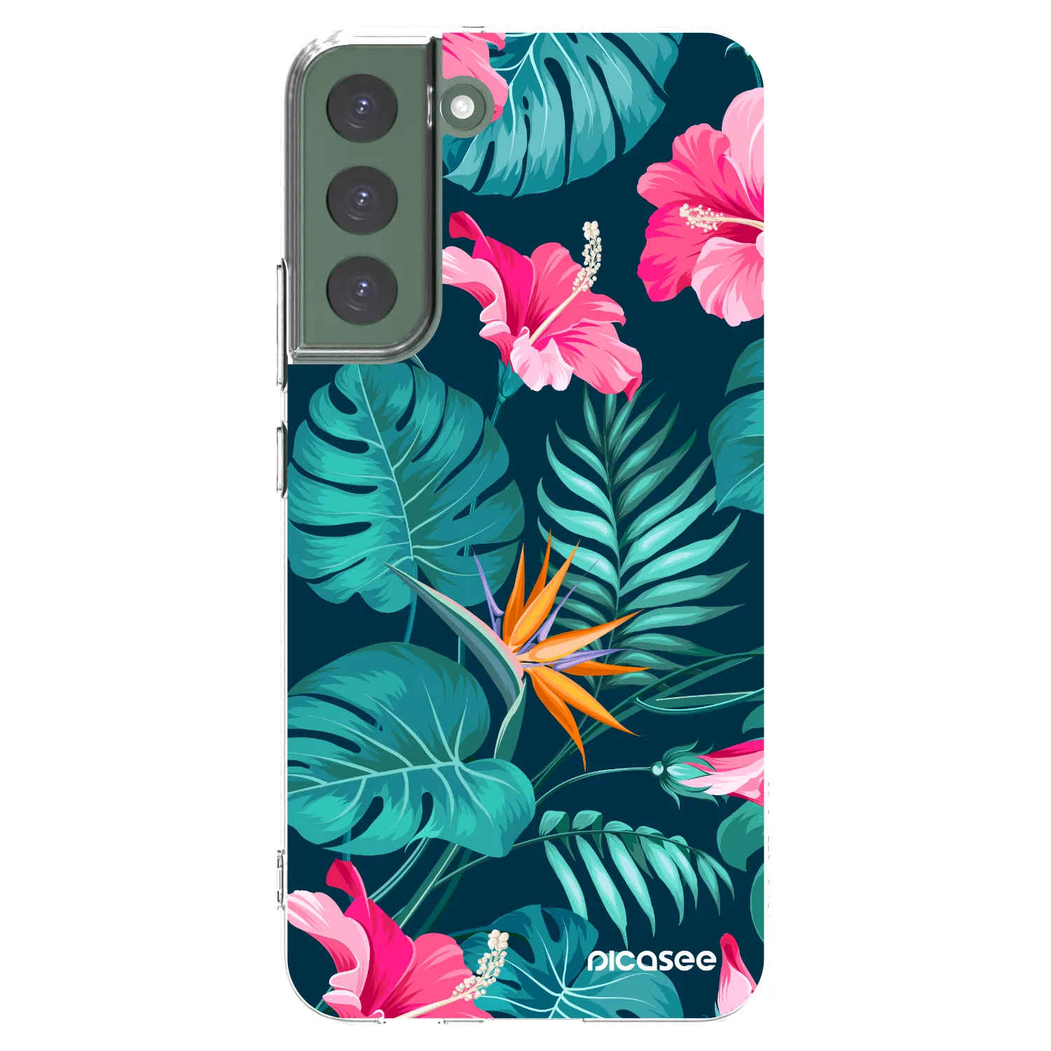 Picasee husă transparentă din silicon pentru Samsung Galaxy S22+ 5G - Pink Monstera