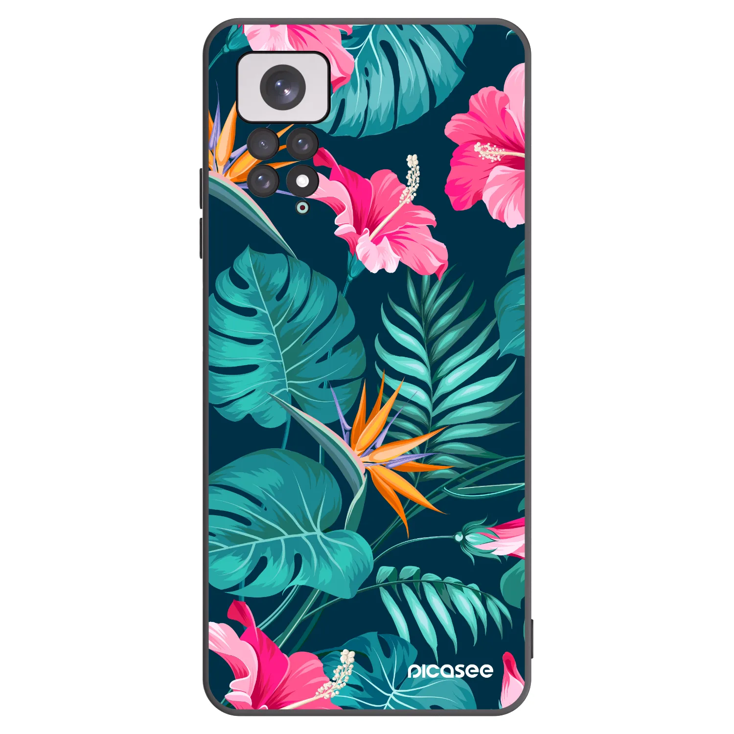 Picasee husă neagră din silicon pentru Xiaomi Redmi Note 11 - Pink Monstera