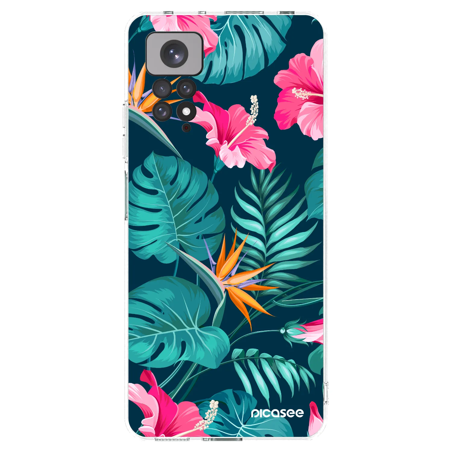 Picasee husă transparentă din silicon pentru Xiaomi Redmi Note 11 - Pink Monstera
