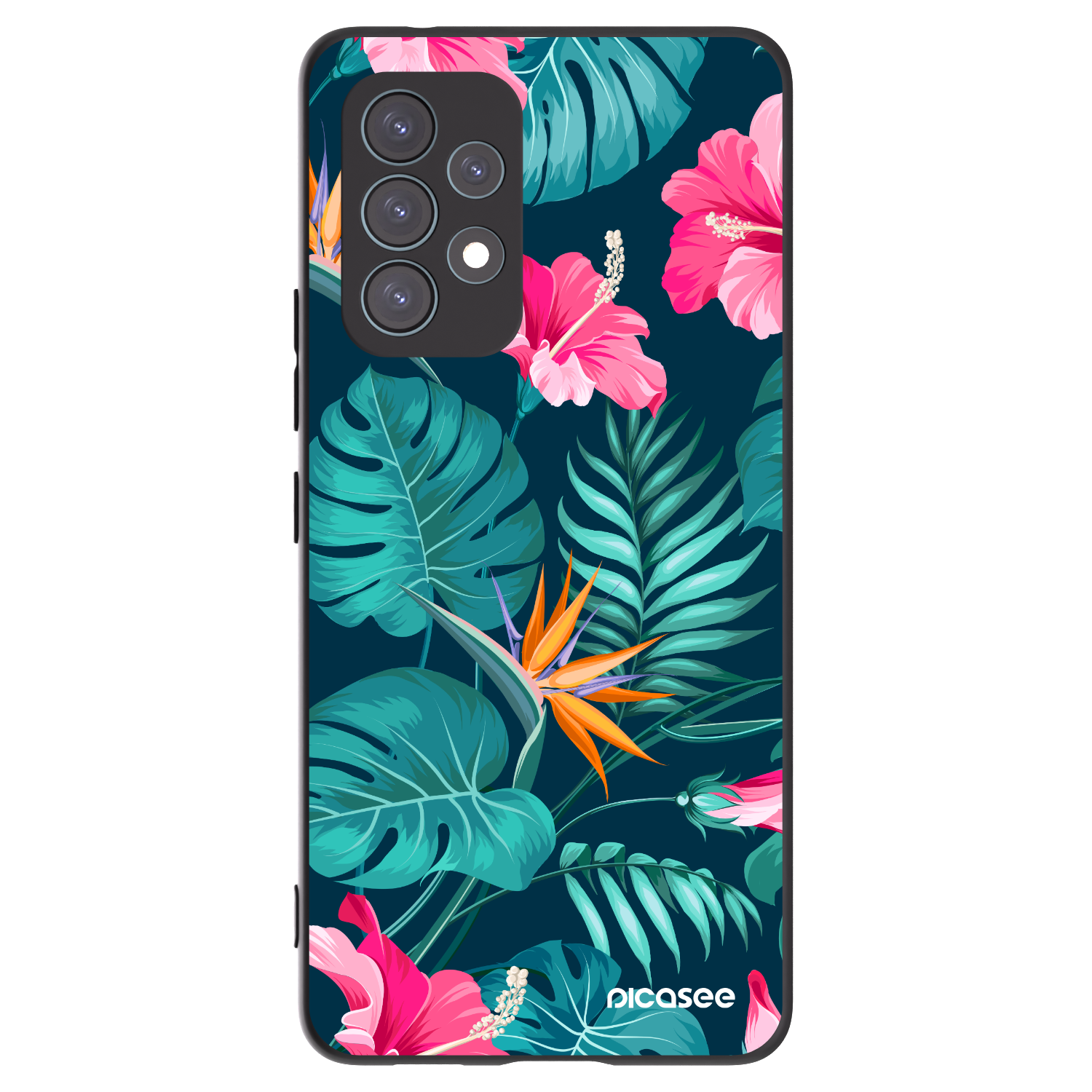 Picasee husă neagră din silicon pentru Samsung Galaxy A53 5G A536 - Pink Monstera