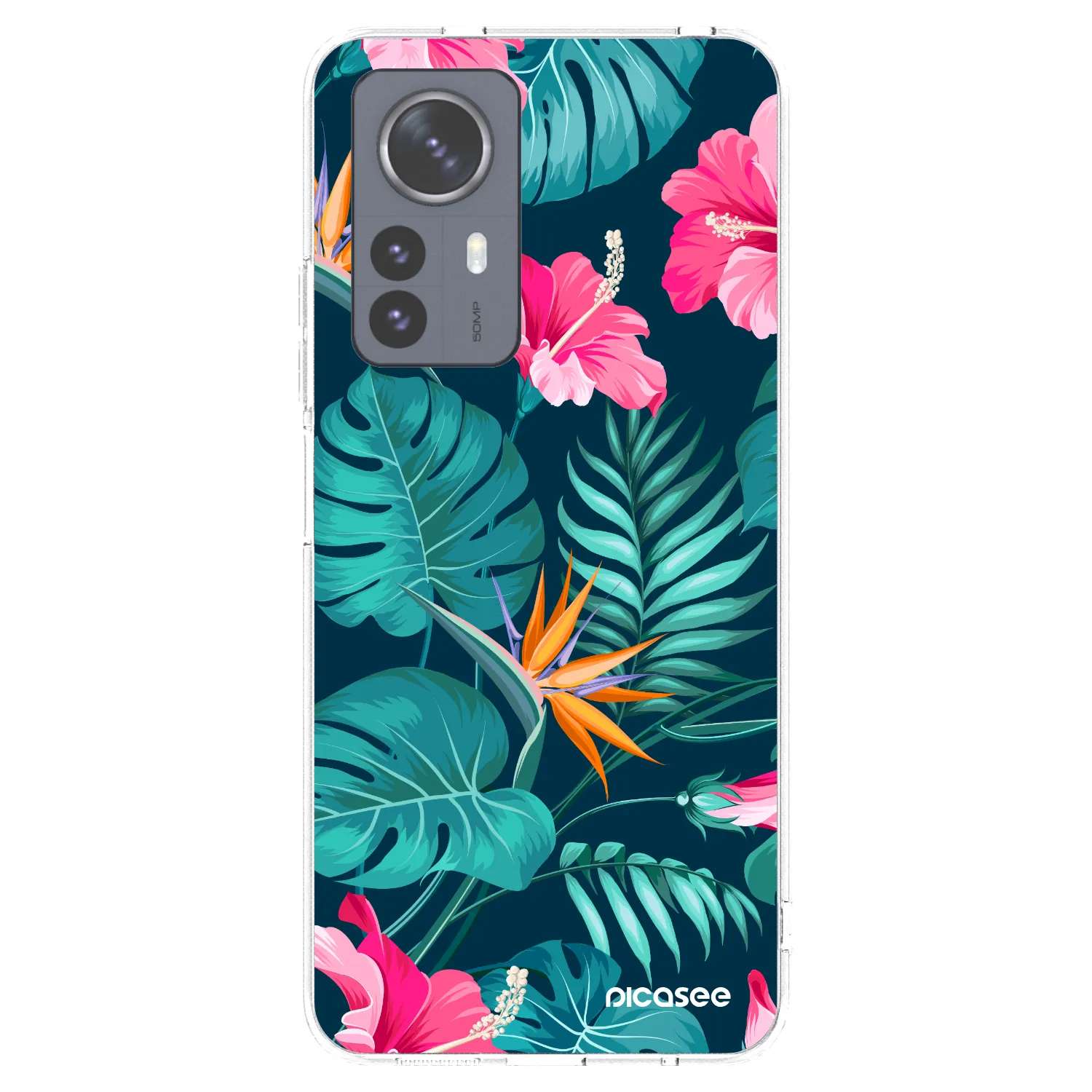 Picasee husă transparentă din silicon pentru Xiaomi 12 Pro - Pink Monstera