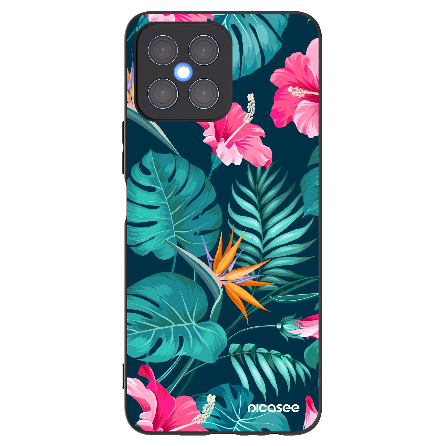 Picasee husă neagră din silicon pentru Honor X8 4G - Pink Monstera