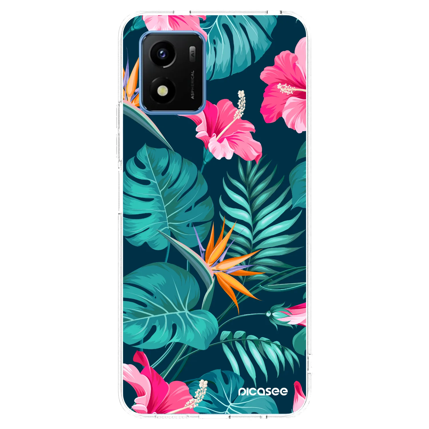 Picasee husă transparentă din silicon pentru Vivo Y01 - Pink Monstera