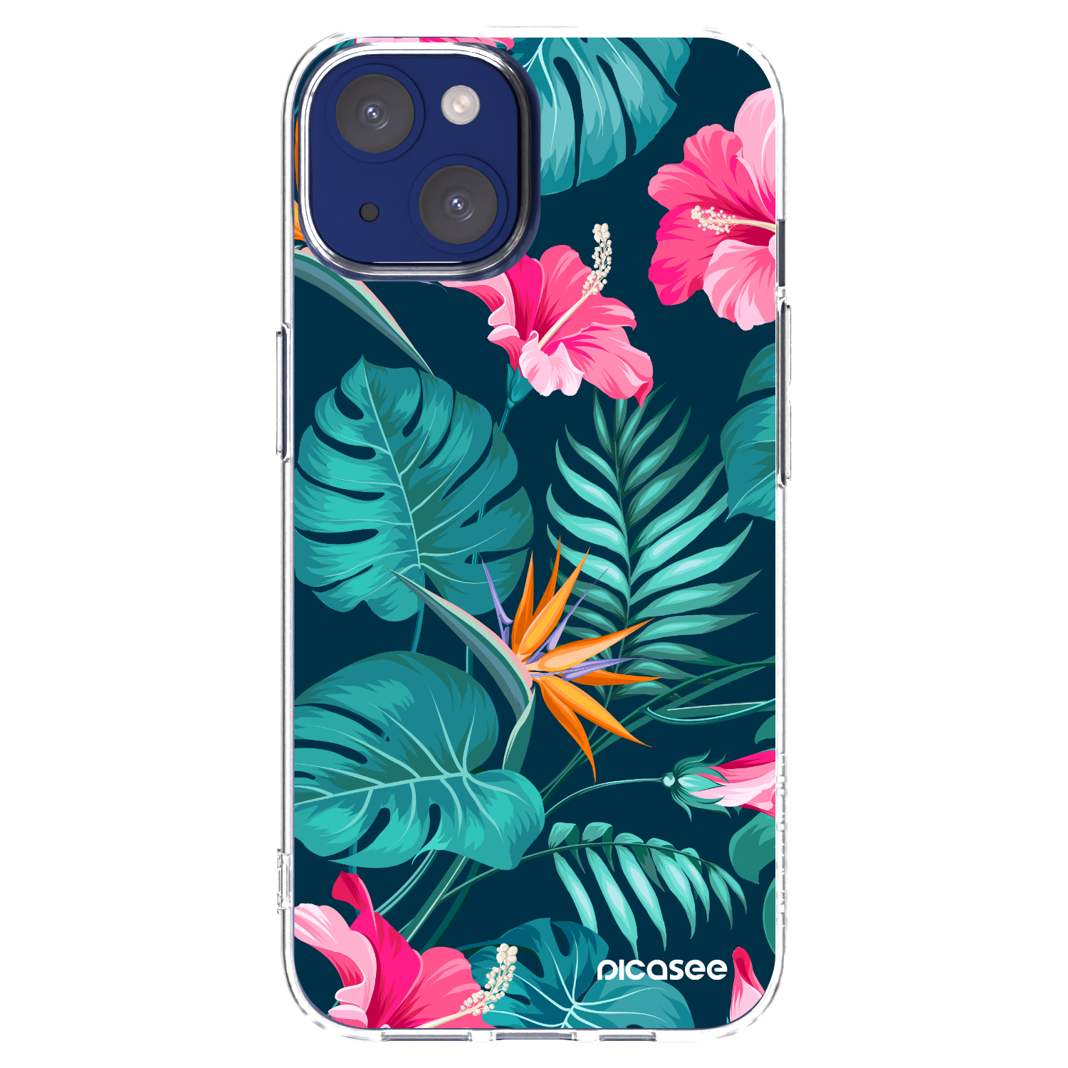 Picasee husă transparentă din silicon pentru Apple iPhone 14 - Pink Monstera