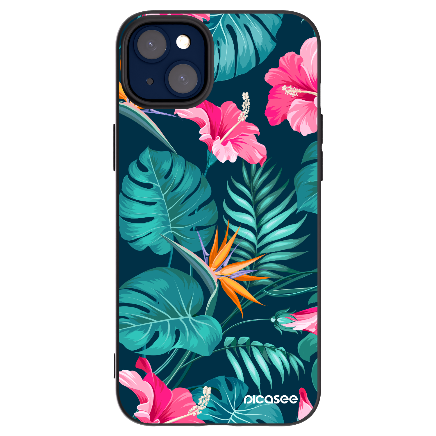 Picasee husă neagră din silicon pentru Apple iPhone 14 Plus - Pink Monstera