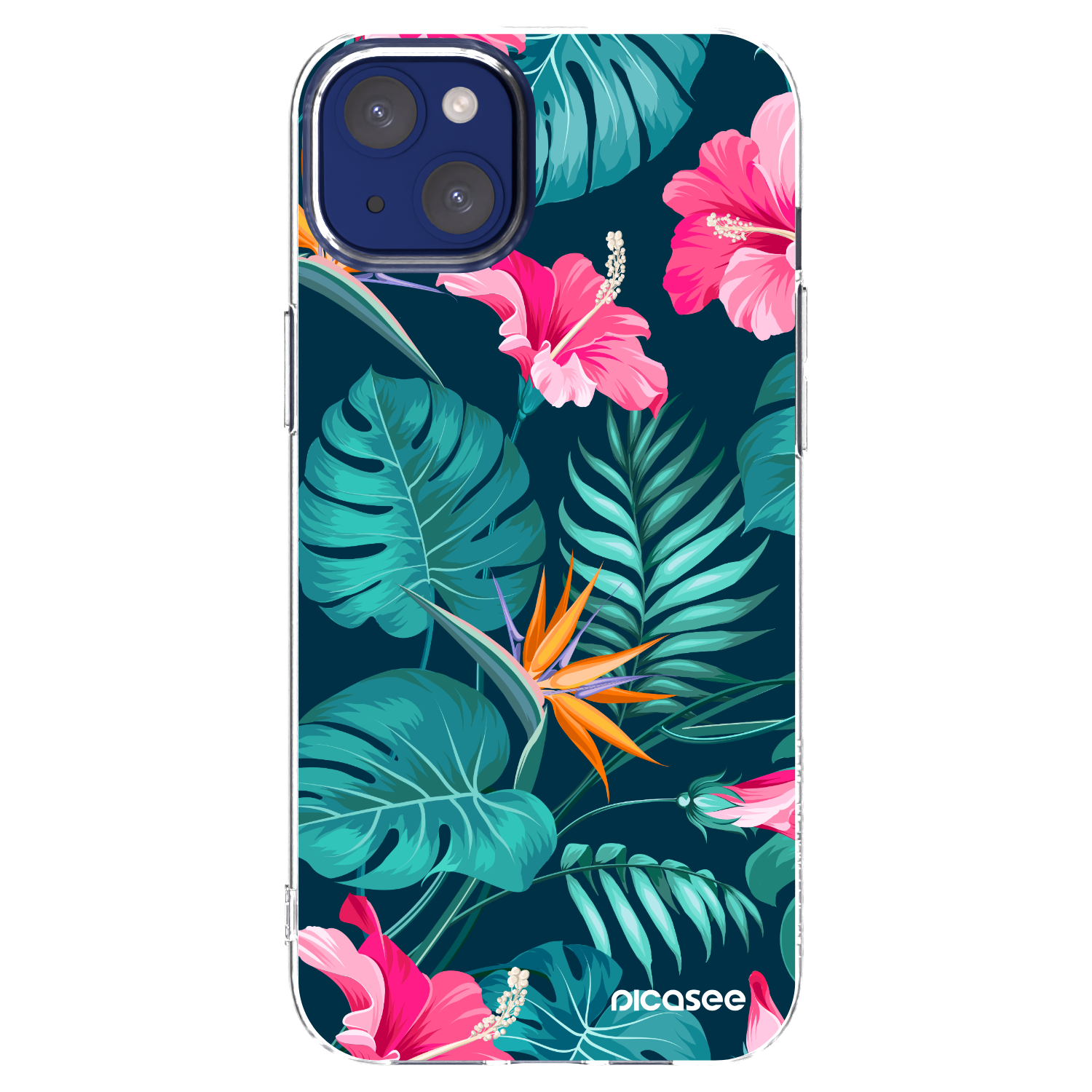 Picasee husă transparentă din silicon pentru Apple iPhone 14 Plus - Pink Monstera