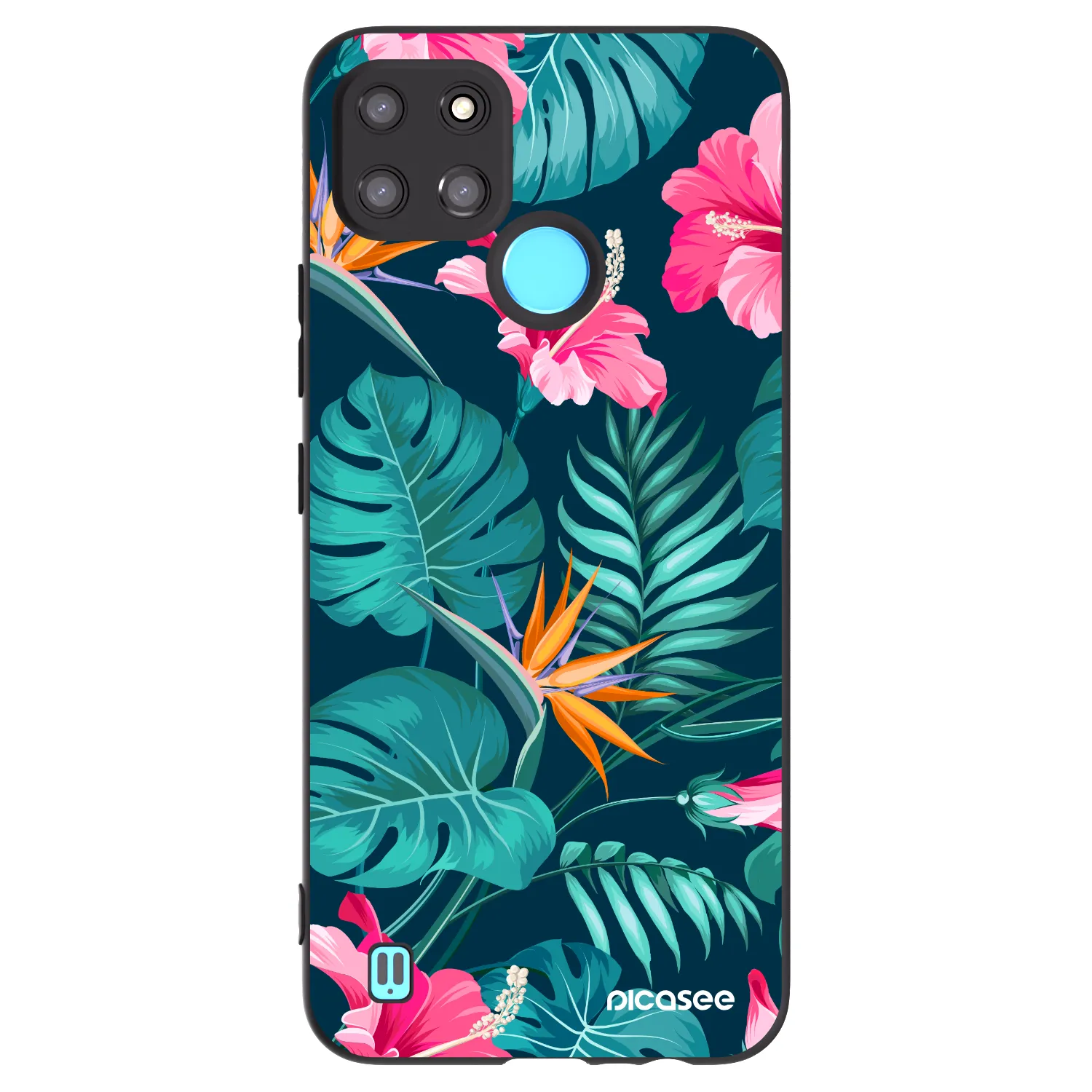 Picasee husă neagră din silicon pentru Realme C21Y - Pink Monstera