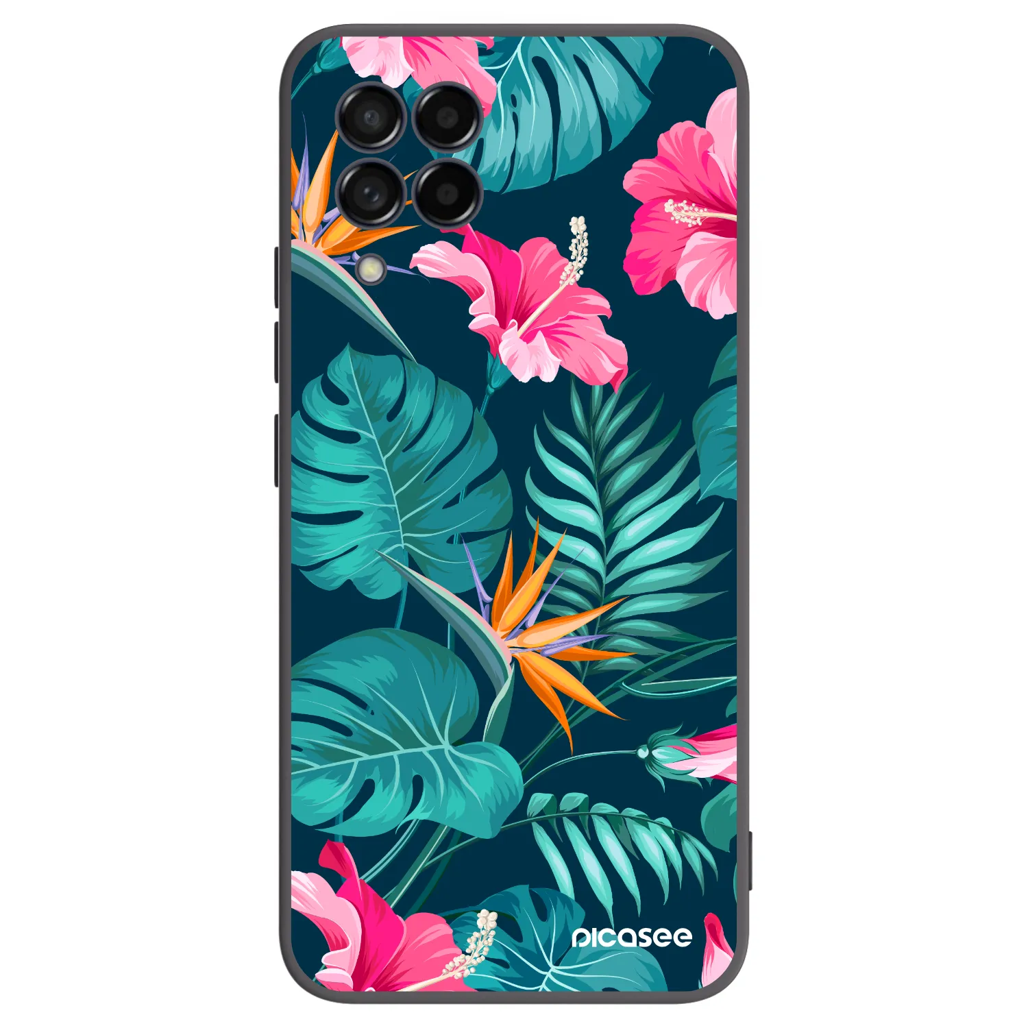 Picasee husă neagră din silicon pentru Samsung Galaxy M53 5G - Pink Monstera
