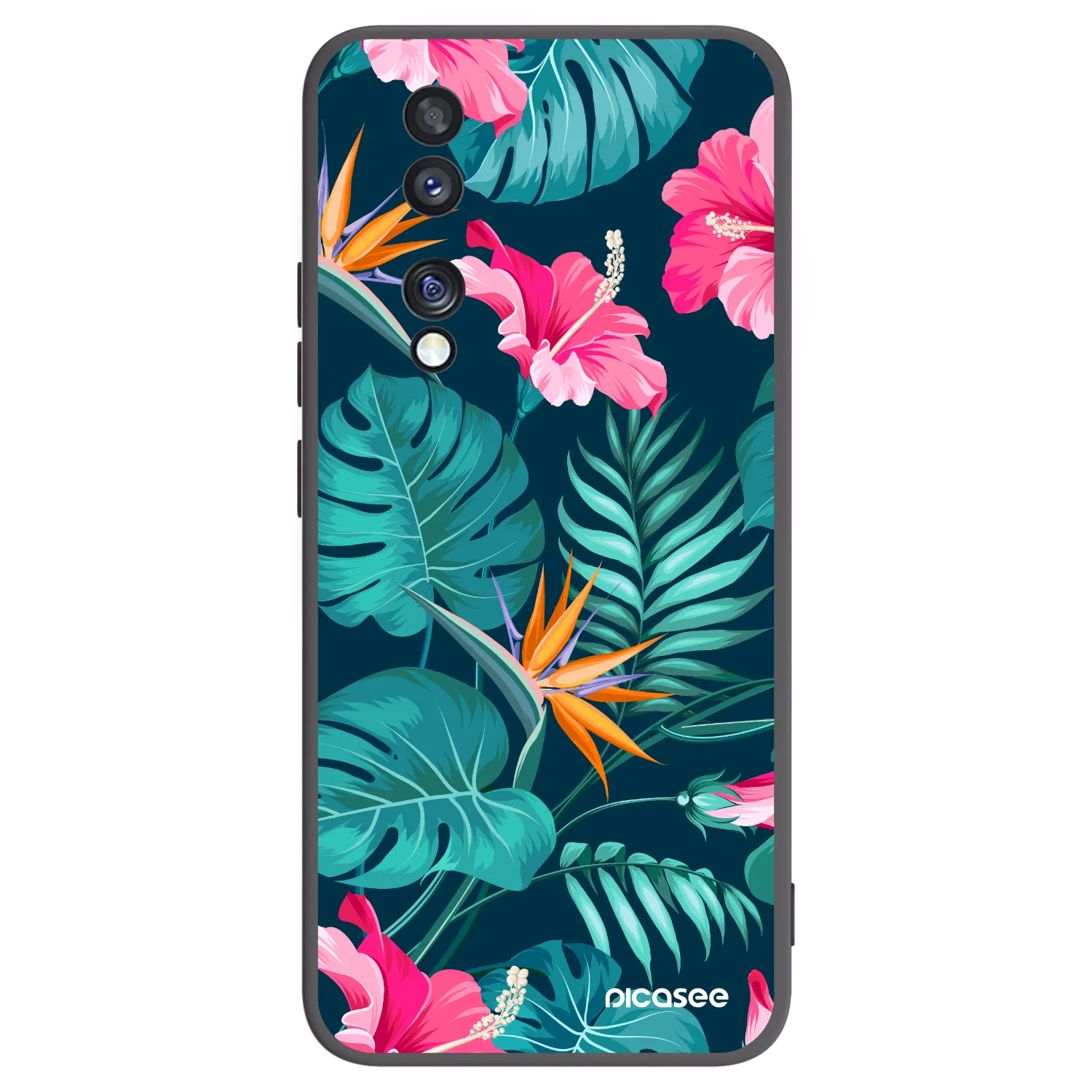 Picasee husă neagră din silicon pentru Honor 70 - Pink Monstera