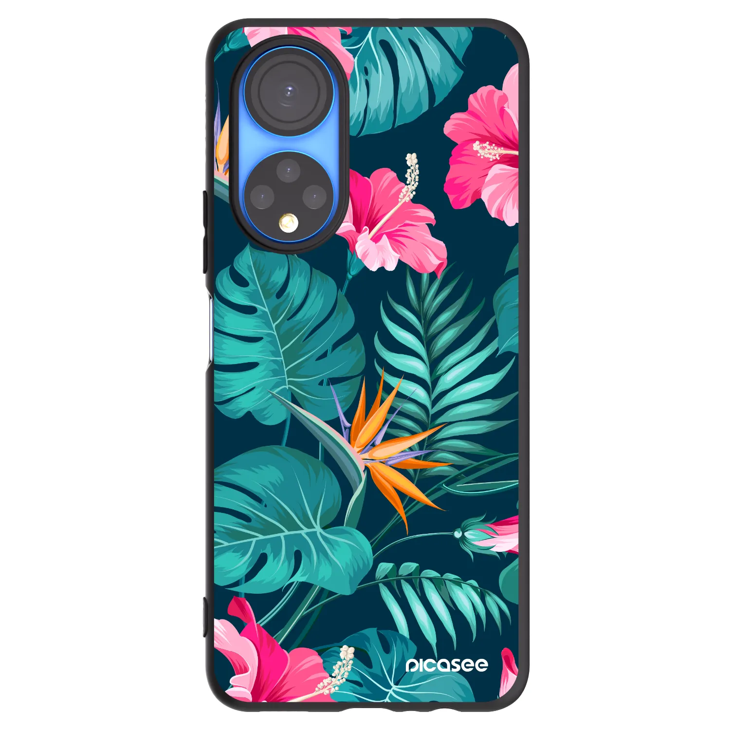 Picasee husă neagră din silicon pentru Honor X7 - Pink Monstera