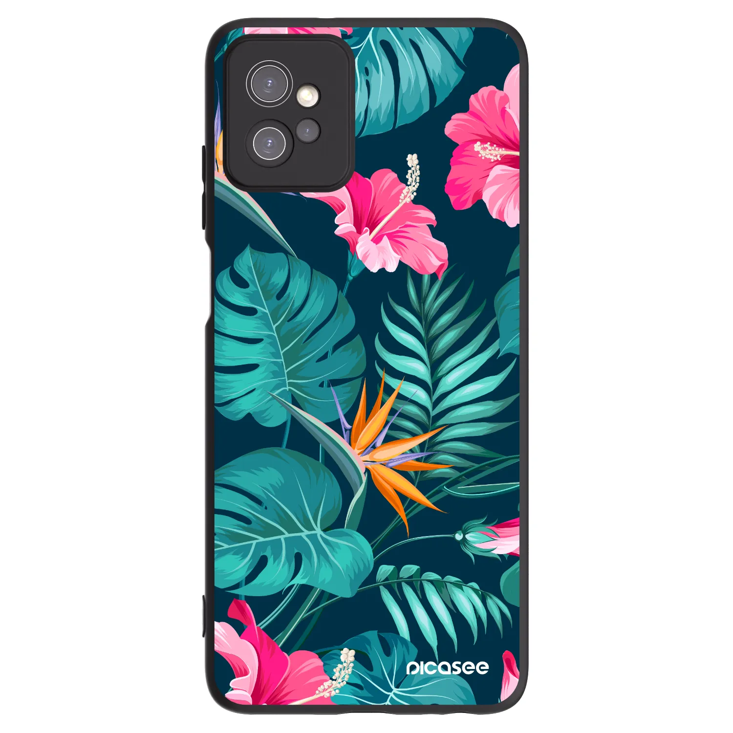 Picasee husă neagră din silicon pentru Motorola Moto G32 - Pink Monstera