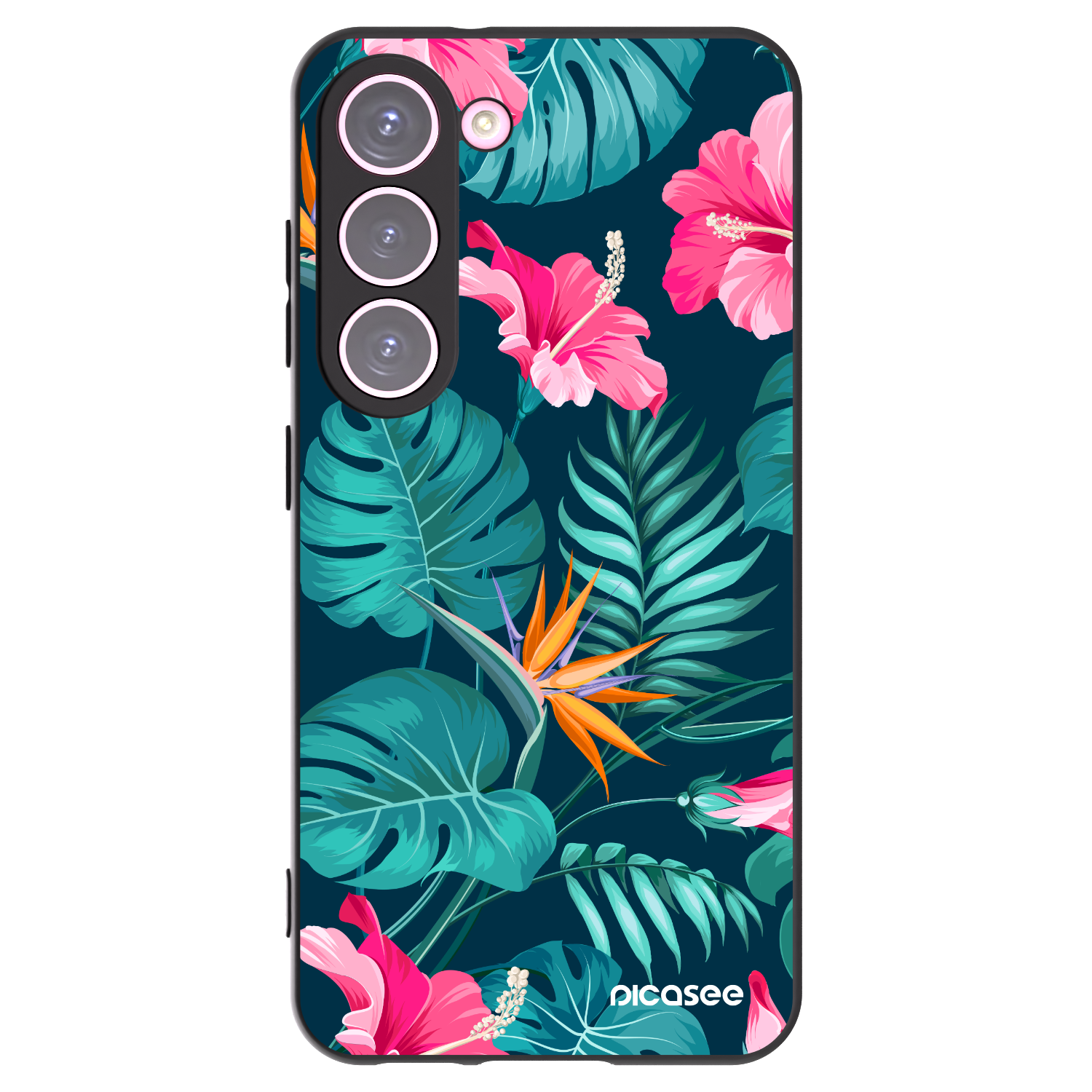 Picasee husă neagră din silicon pentru Samsung Galaxy S23 5G - Pink Monstera