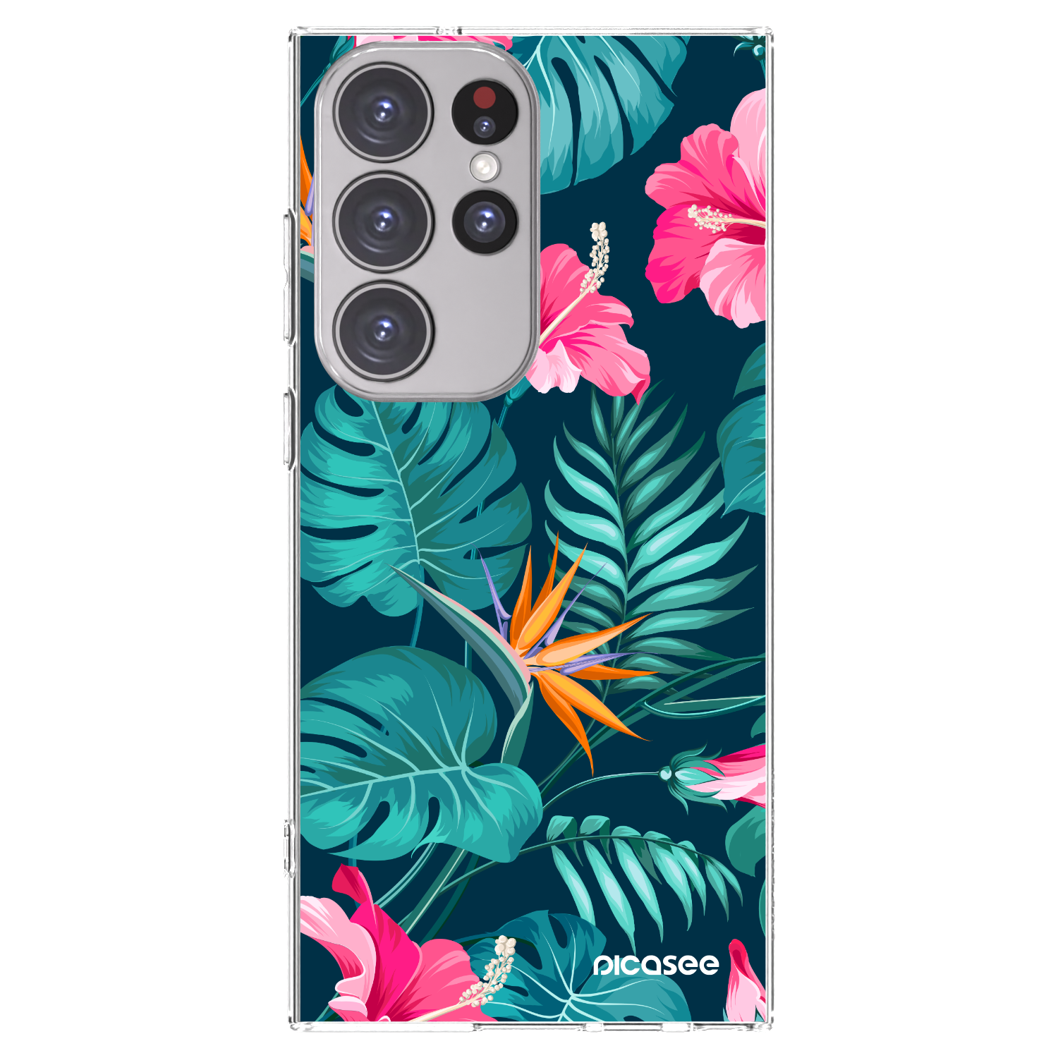 Picasee husă transparentă din silicon pentru Samsung Galaxy S23 Ultra 5G - Pink Monstera