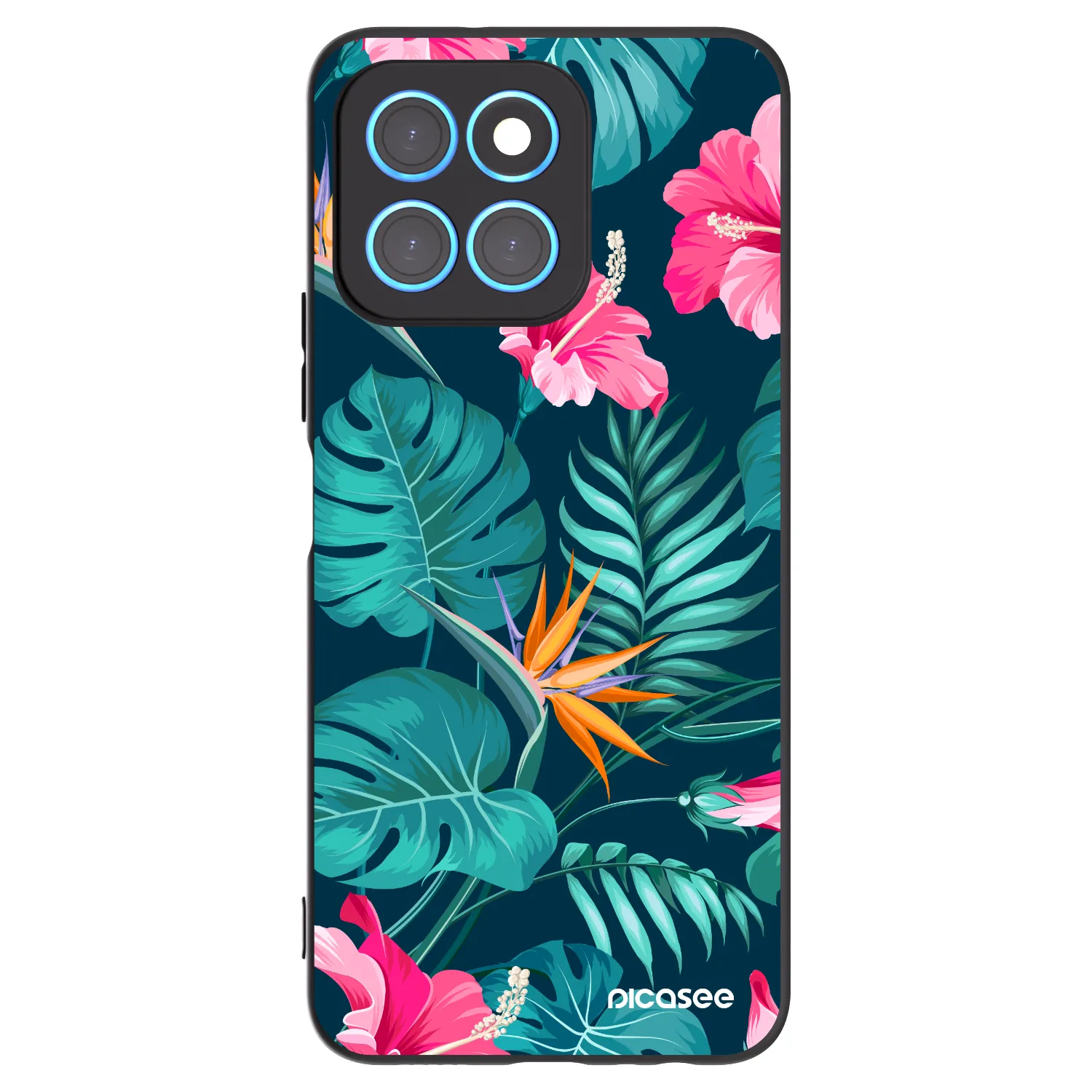 Picasee husă neagră din silicon pentru Honor X8 5G - Pink Monstera