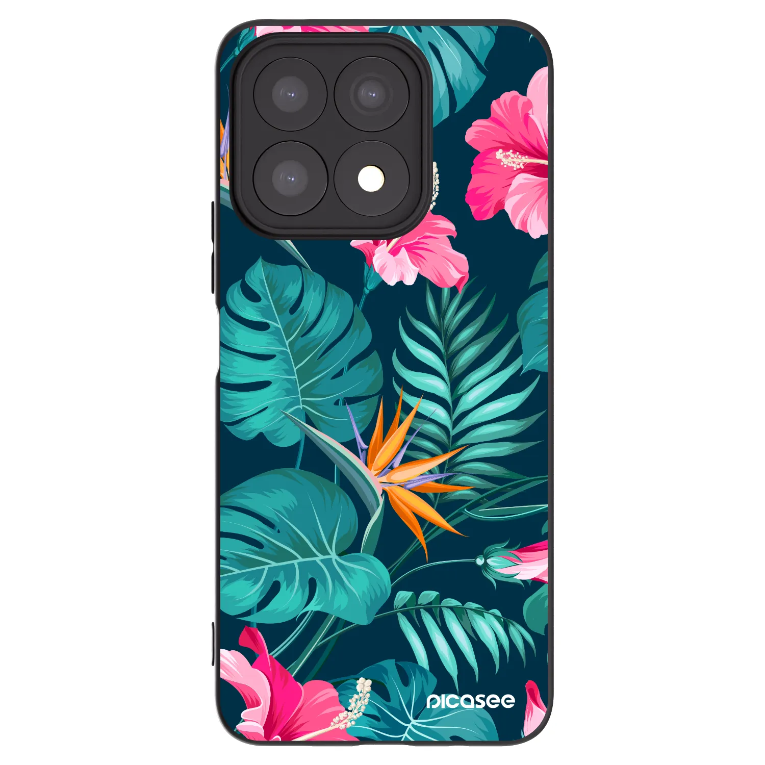 Picasee husă neagră din silicon pentru Honor X8a - Pink Monstera