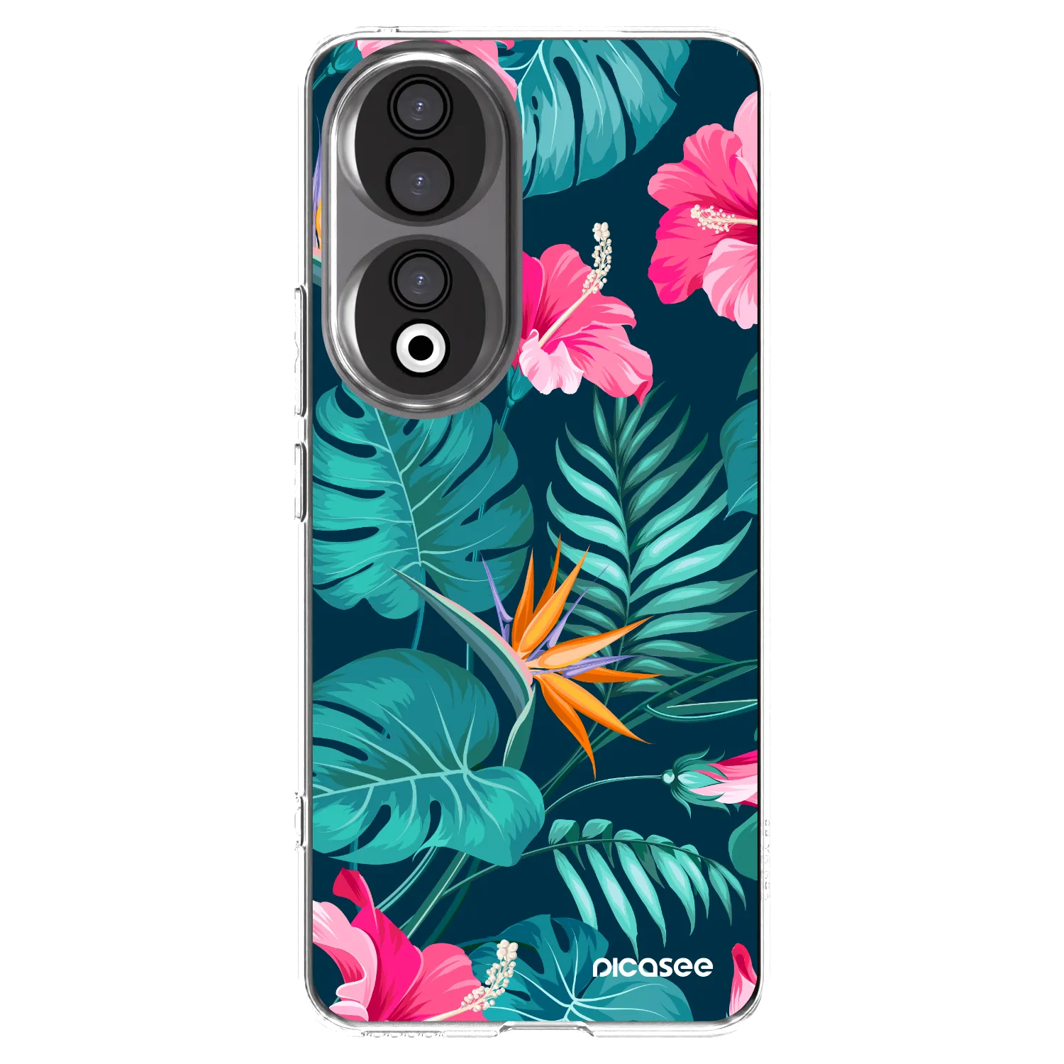 Picasee husă transparentă din silicon pentru Honor 90 5G - Pink Monstera