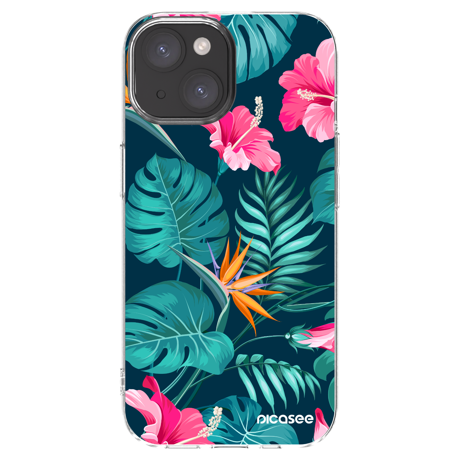 Picasee husă transparentă din silicon pentru Apple iPhone 15 - Pink Monstera
